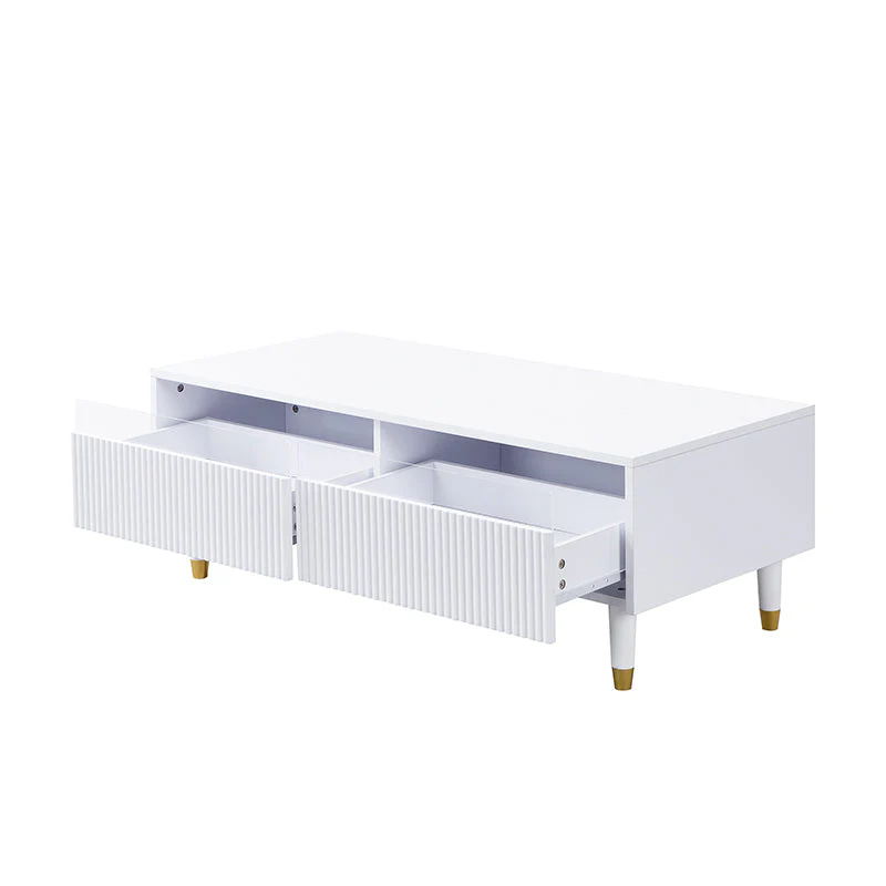 LED Furniture Set, 4-Door TV Stand & Coffee Table with 2 Drawers, White Gold Design - Image 10