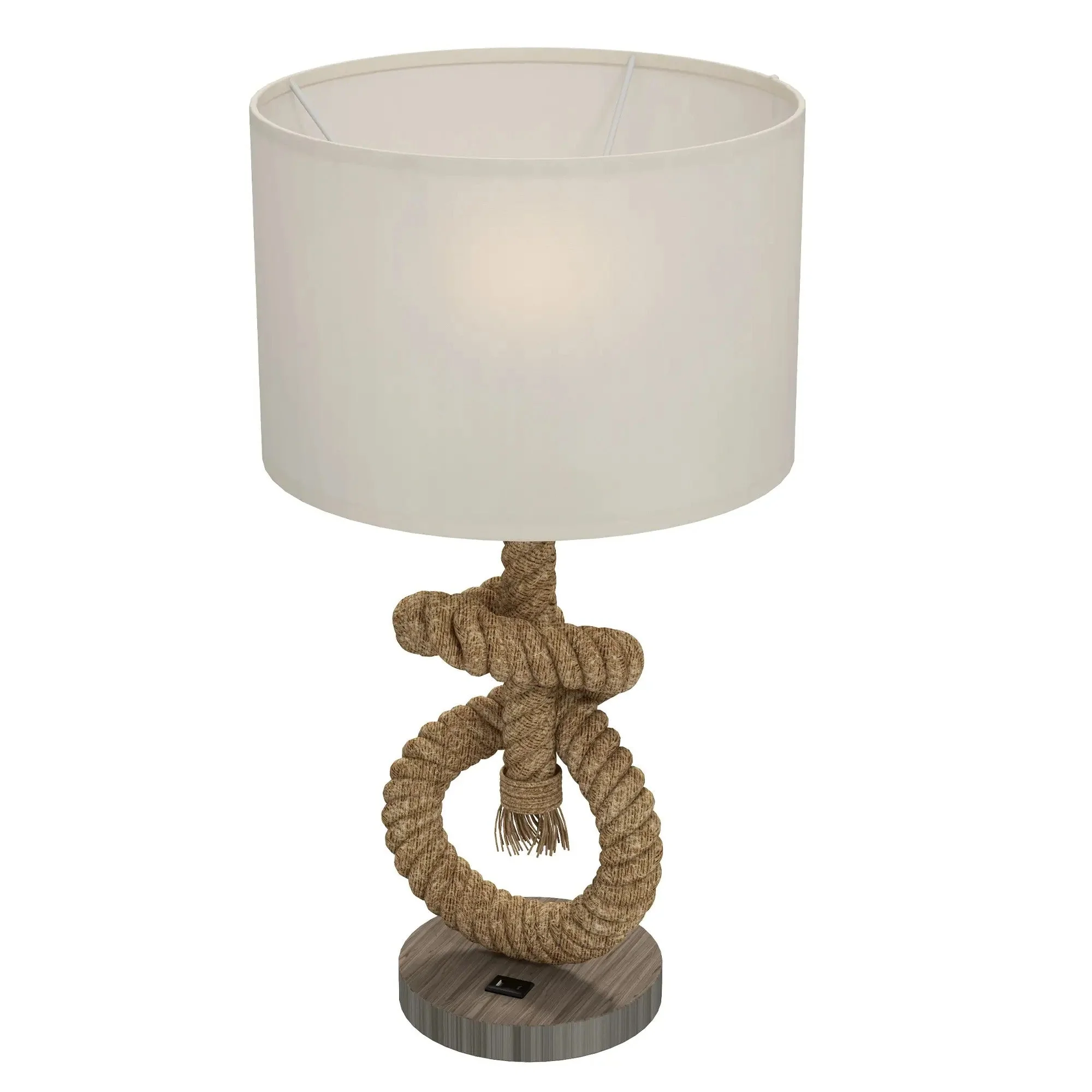 LED Table Lamp USB Rechargeable Bedside E27 Metal/Linen Cream White - Image 2