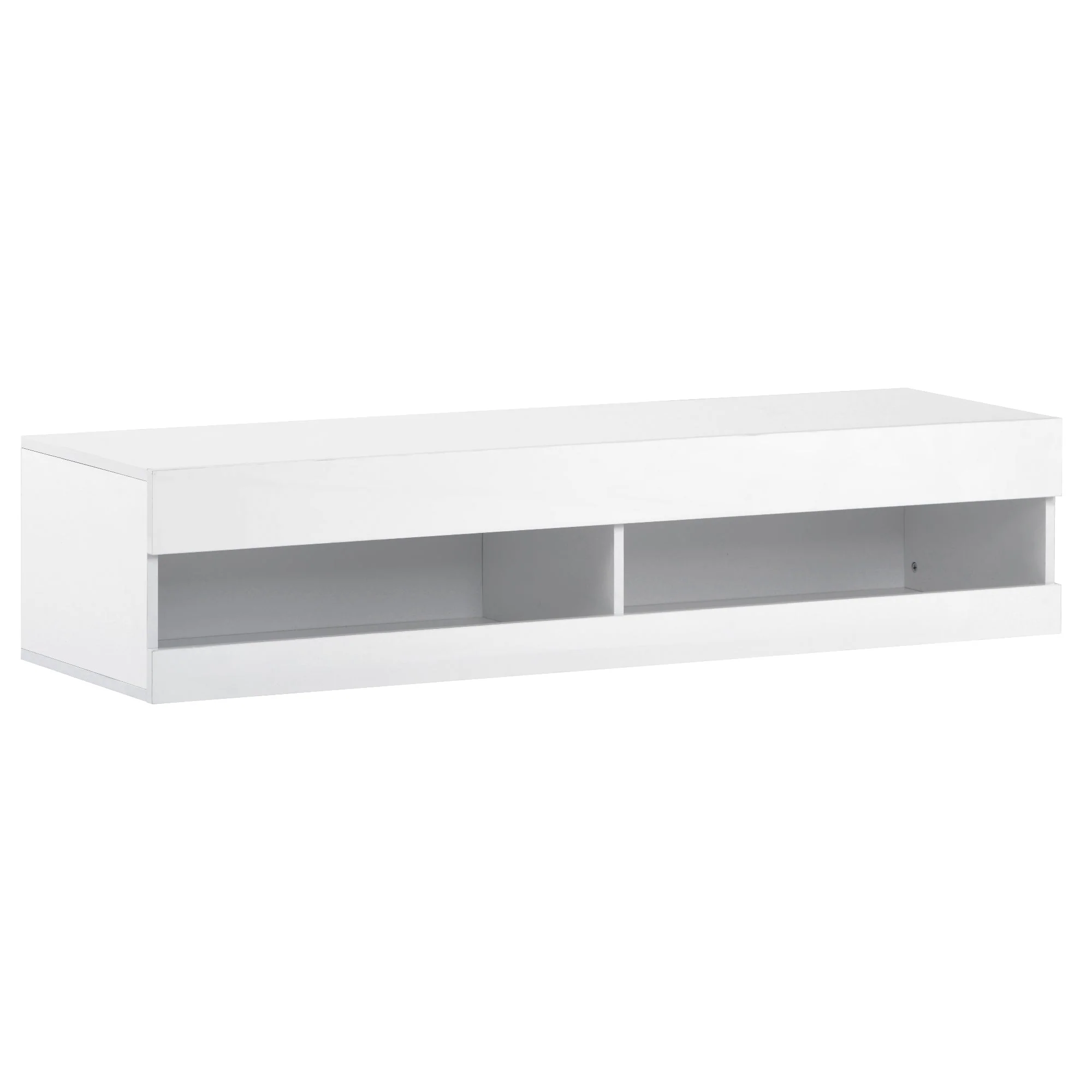 LED TV Cabinet, Lowboard with LED Lighting & Storage, White - Image 4
