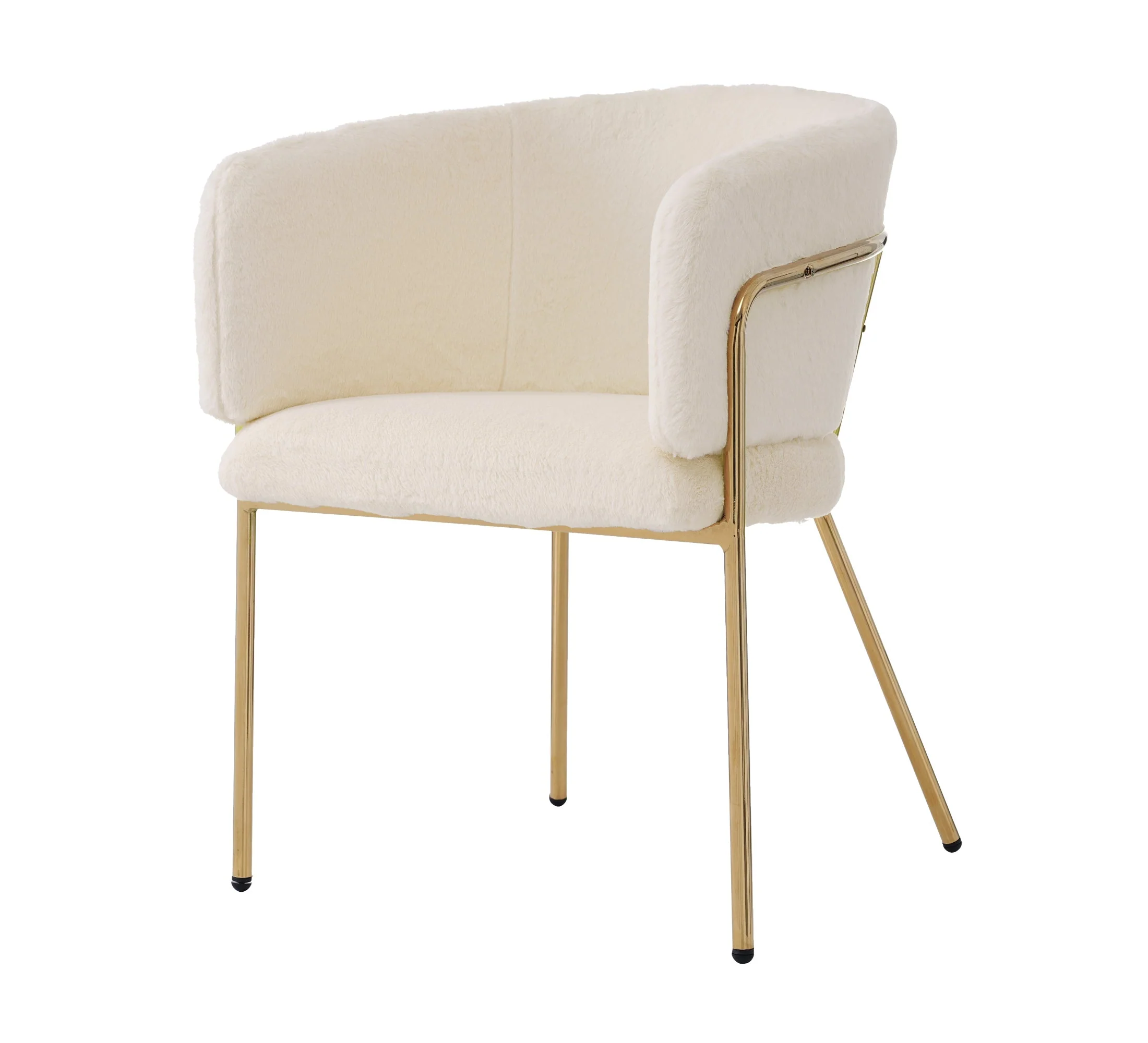 Leisure Chair, Single, Metal Legs, Imitation Rabbit Down Beige - Image 9