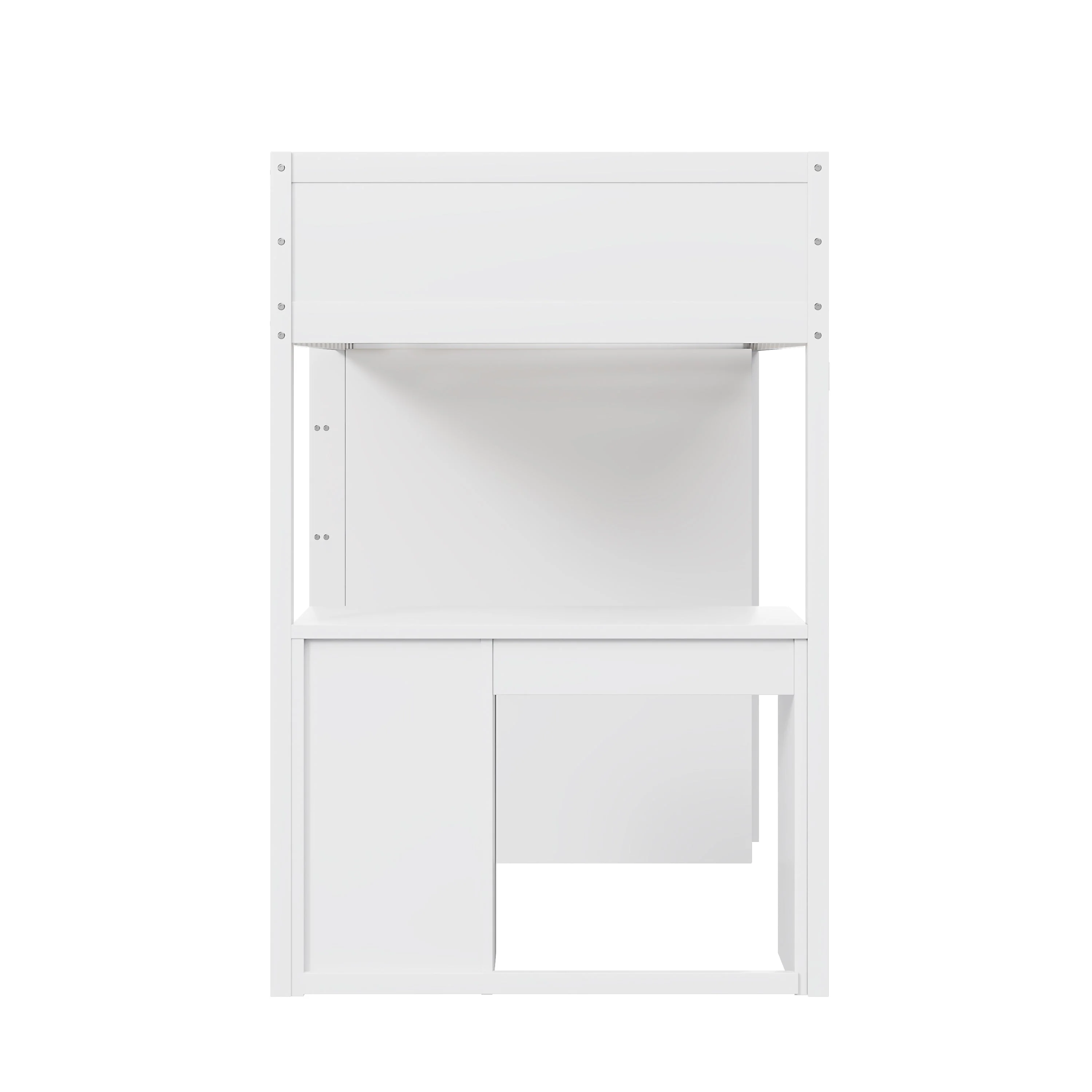 Loft Bed, 90x200 cm, Storage & Desk, Wood White - Image 7