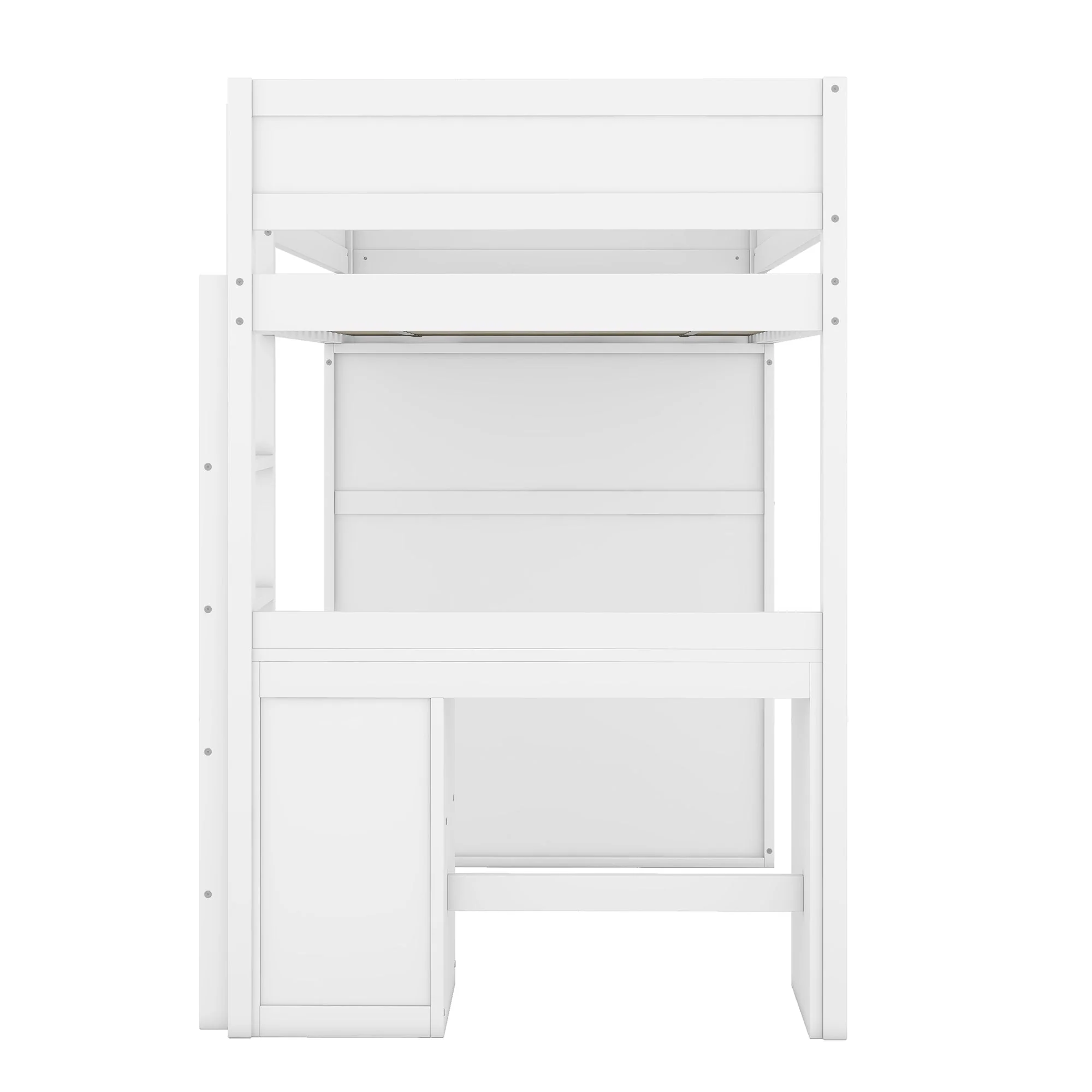 Loft Bed 90x200cm with Desk Wardrobe Drawers - White - Image 9