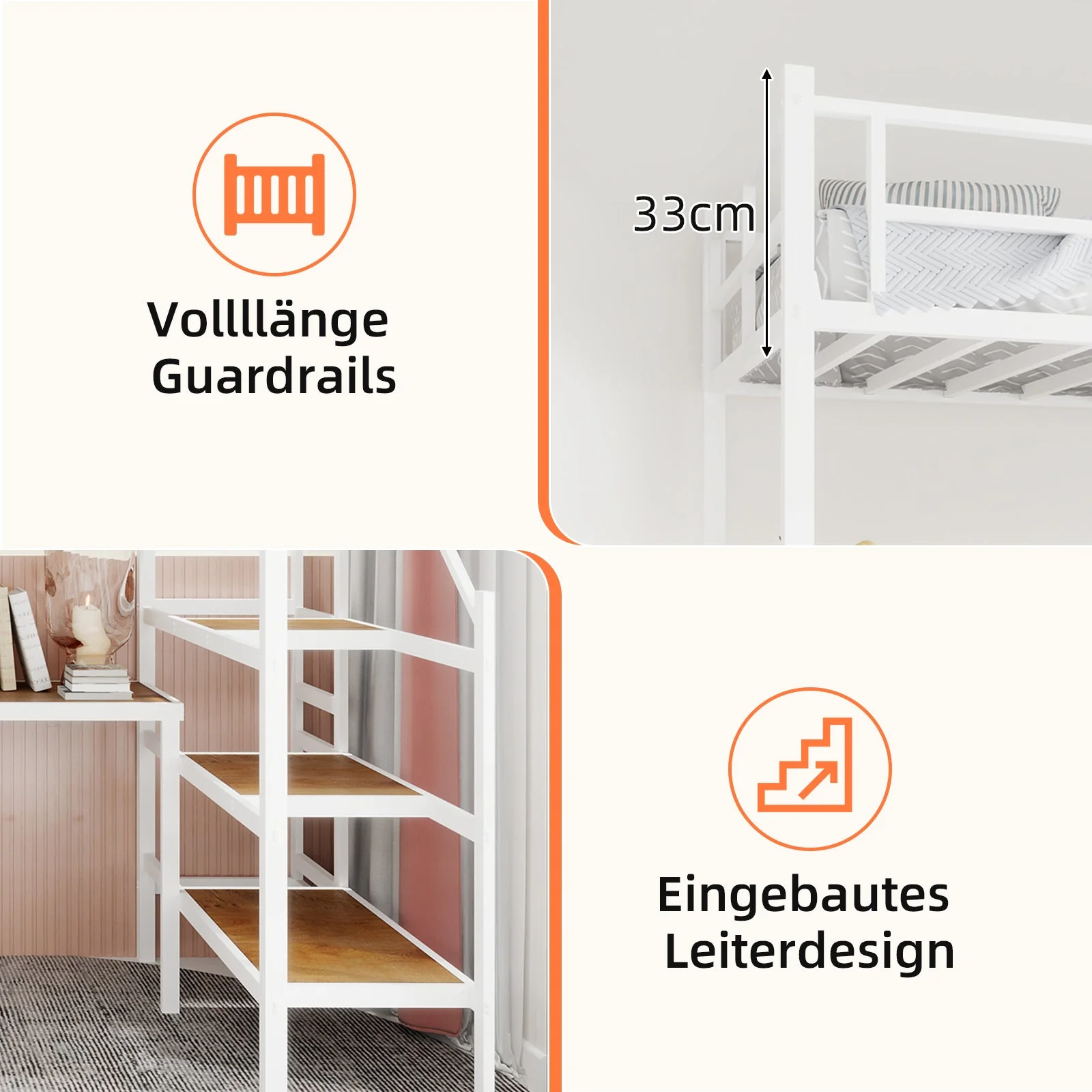 Loft Bed, L-Shaped Desk, Storage & Stairs, Sturdy Frame - Image 6