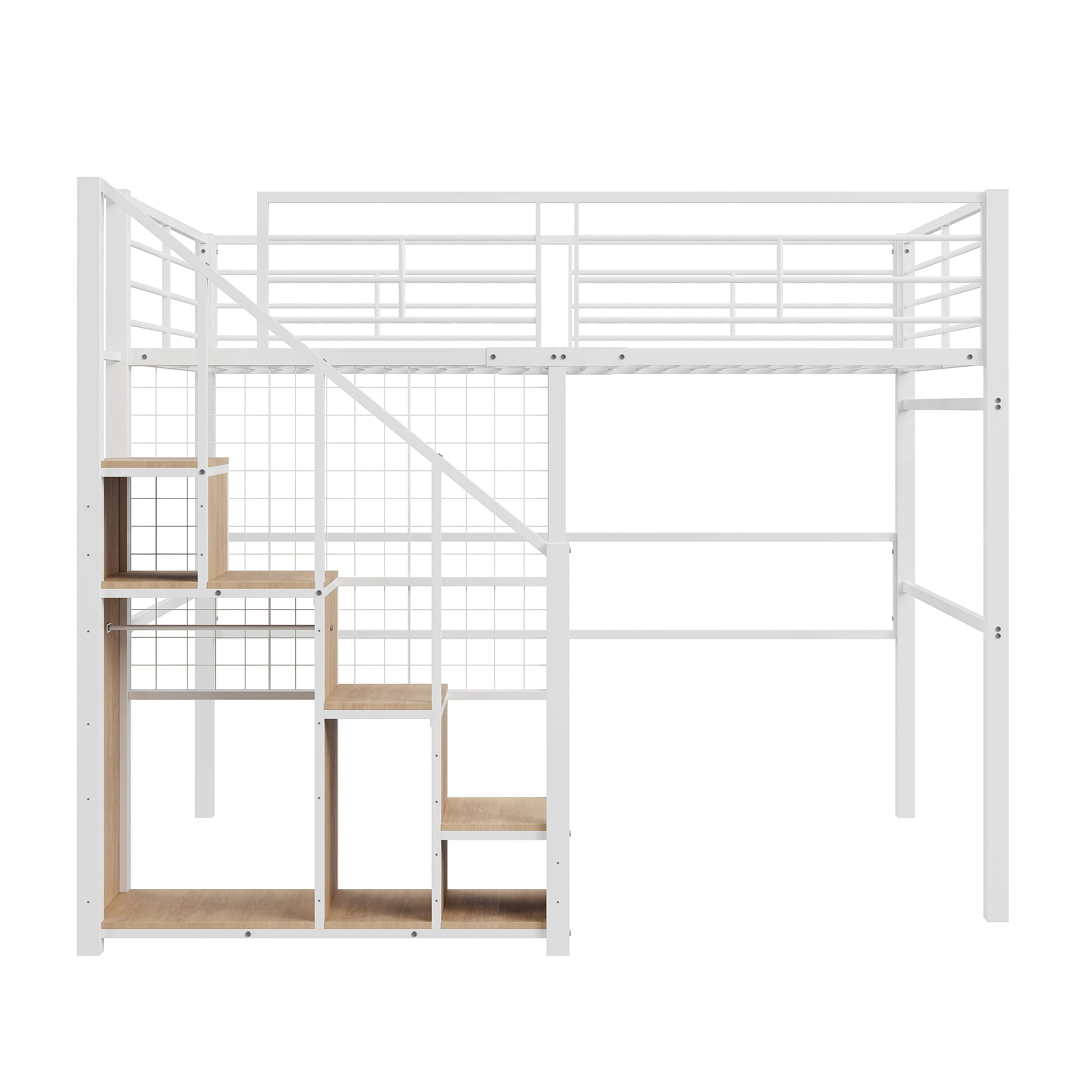 Loft Bed, Safety Ladder & Storage, White - Image 5