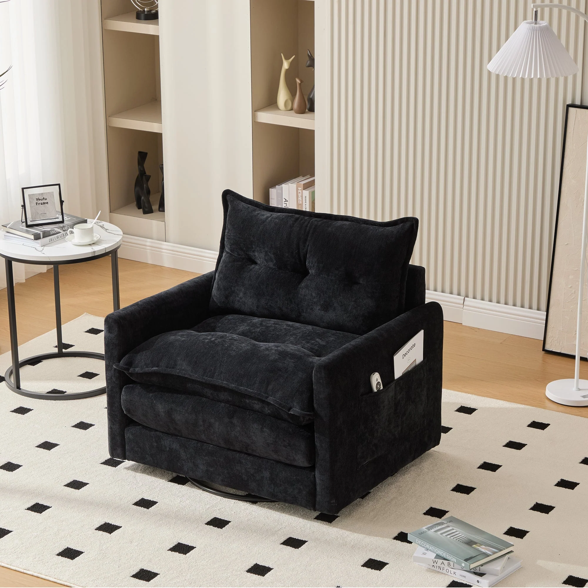Lounge Chair, 360° Rotating, Armrests, Single Sofa, Modern Style, Cushions - Image 9