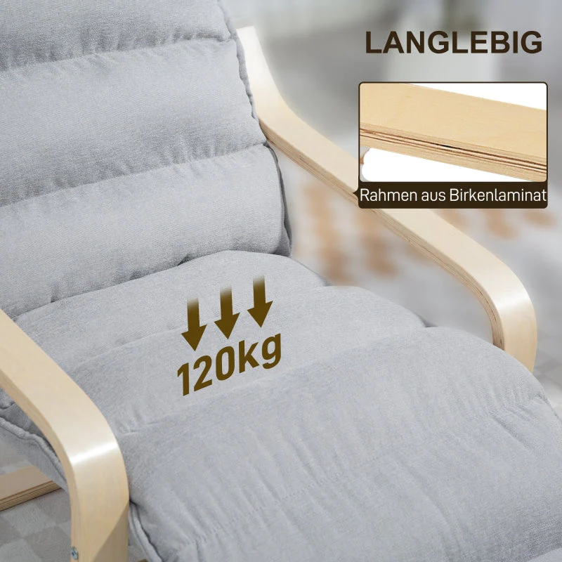 Lounge Chair, Adjustable Footrest, Rocking, Reading, Light Gray Velvet - Image 7