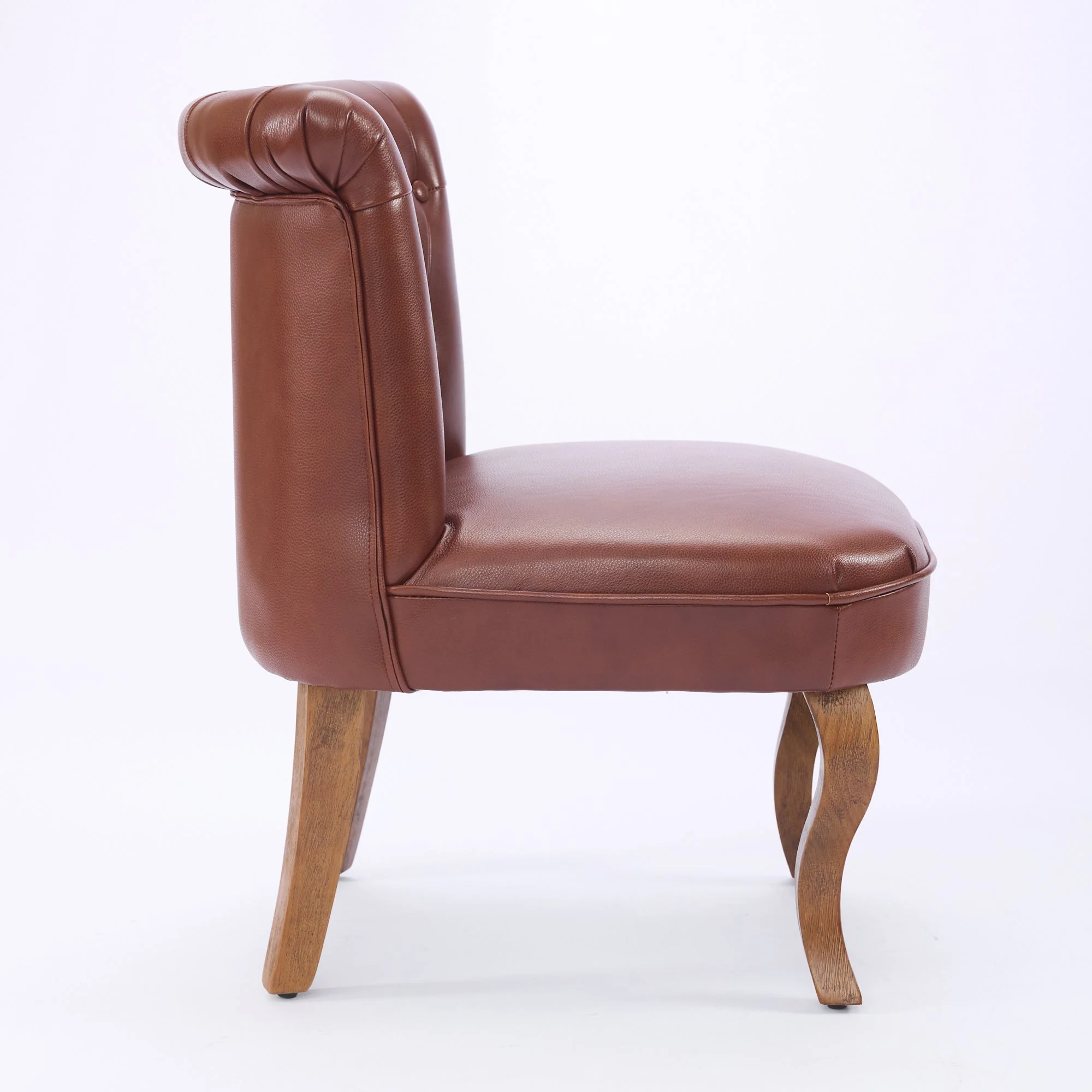 Lounge Chair Comfortable Armchair Solid Rubberwood Legs Brown Genuine Leather - Image 4