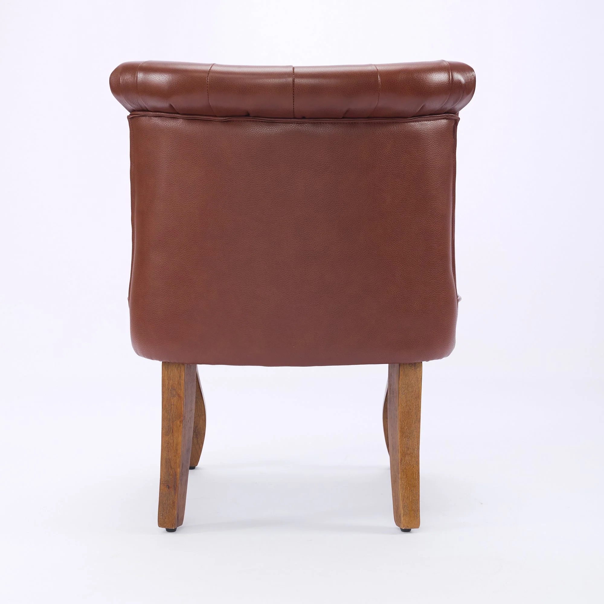 Lounge Chair Comfortable Armchair Solid Rubberwood Legs Brown Genuine Leather - Image 6