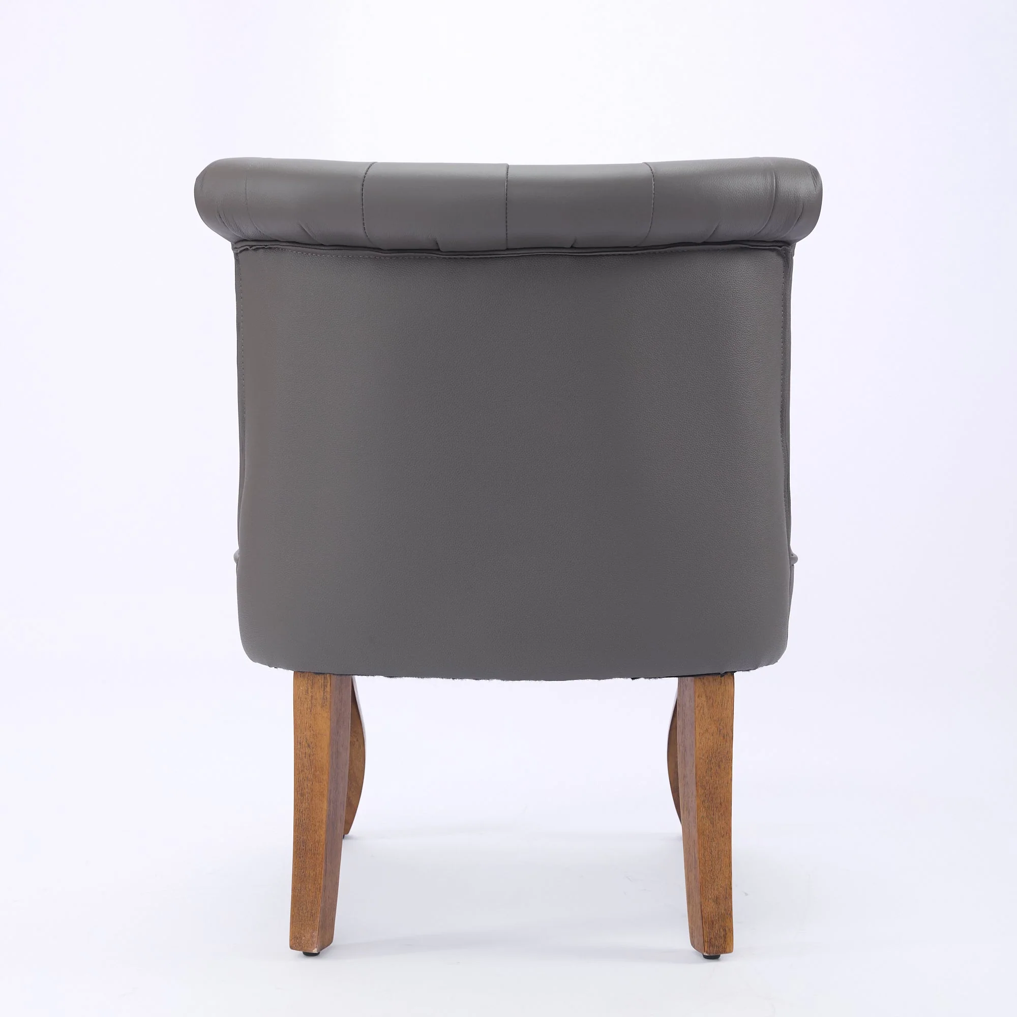 Lounge Chair Genuine Leather Solid Rubberwood Legs - Grey - Image 6