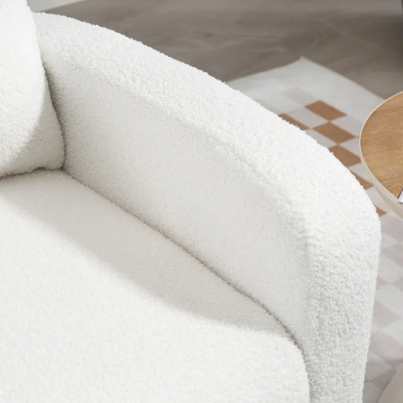 Lounge Chair, Lumbar Cushion Upholstered Armchair, White - Image 8