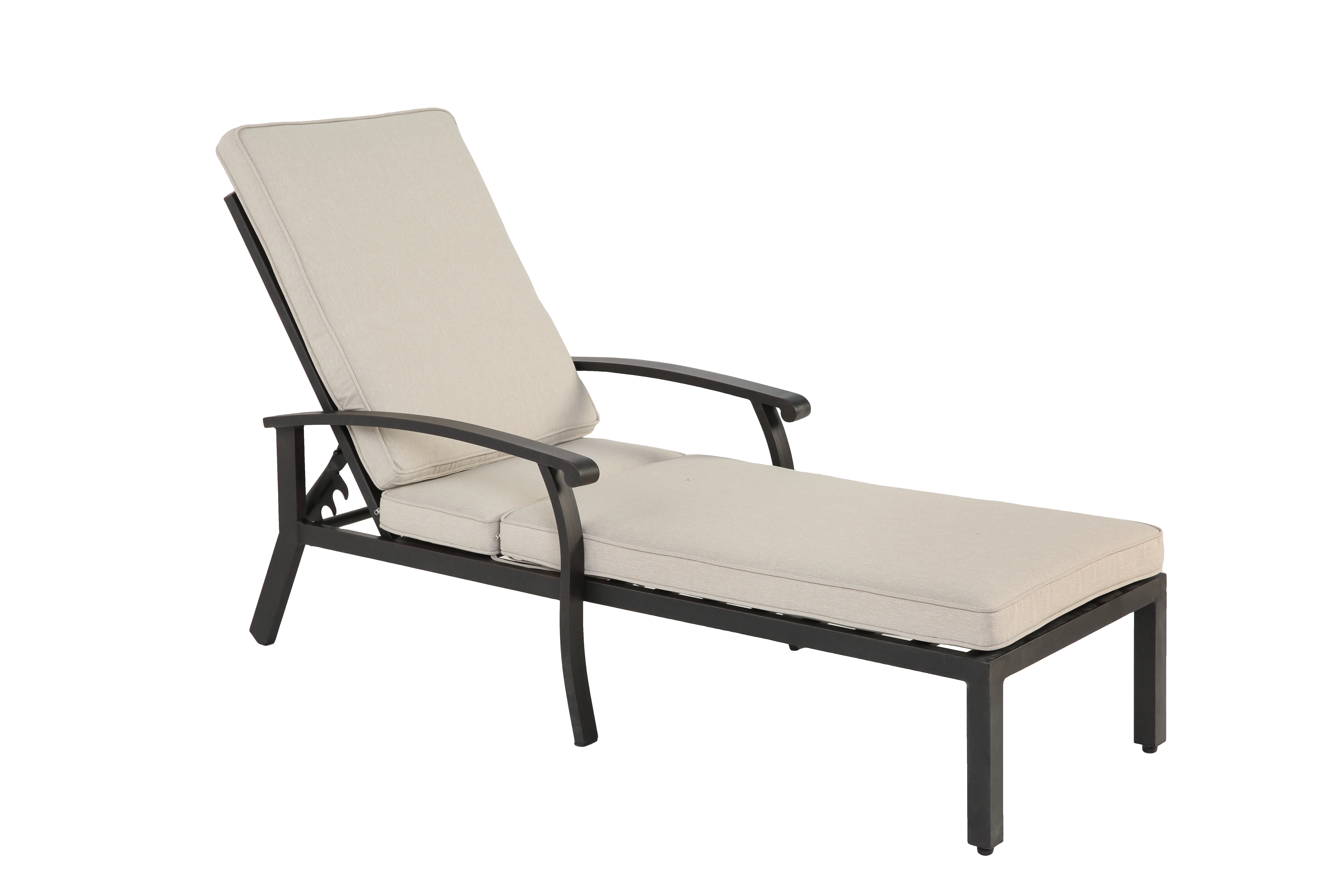 Lounge Patio Chair, Adjustable Recliner Rust-Resistant Aluminum, Beige Cushion - Image 8