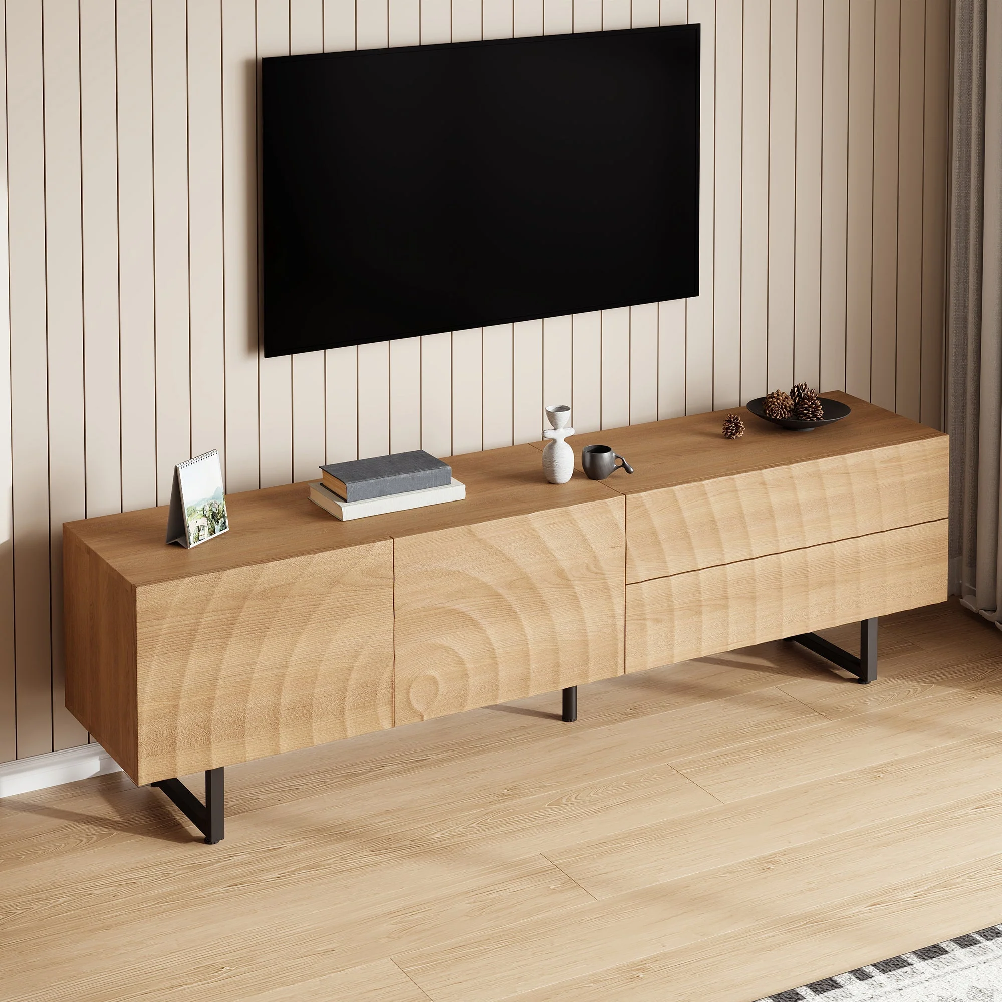 Low TV Cabinet Modern 180cm with Unique 3D Texture - Image 10