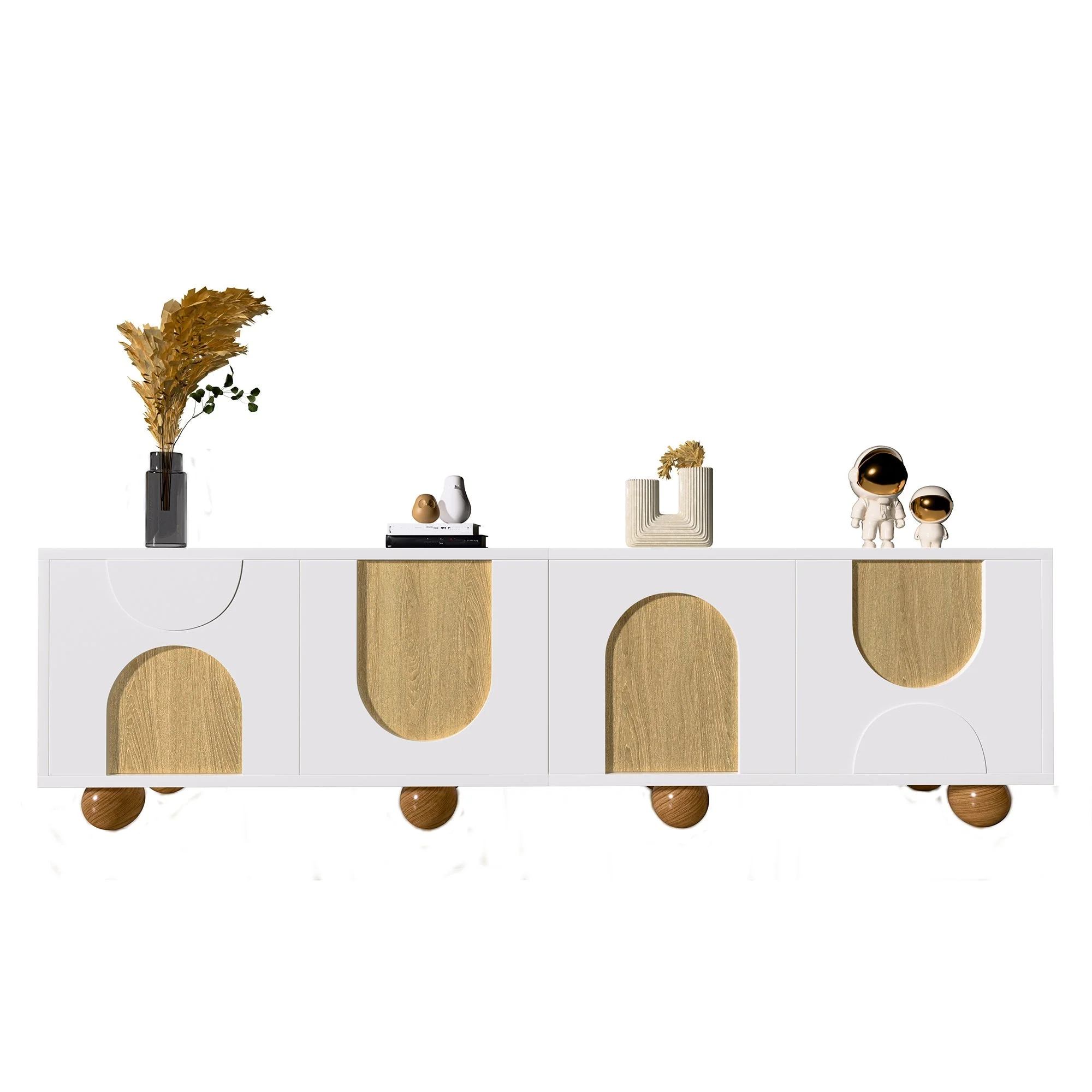 Low TV Stand 4 Doors 175cm - Vintage Wood Grain - Image 2