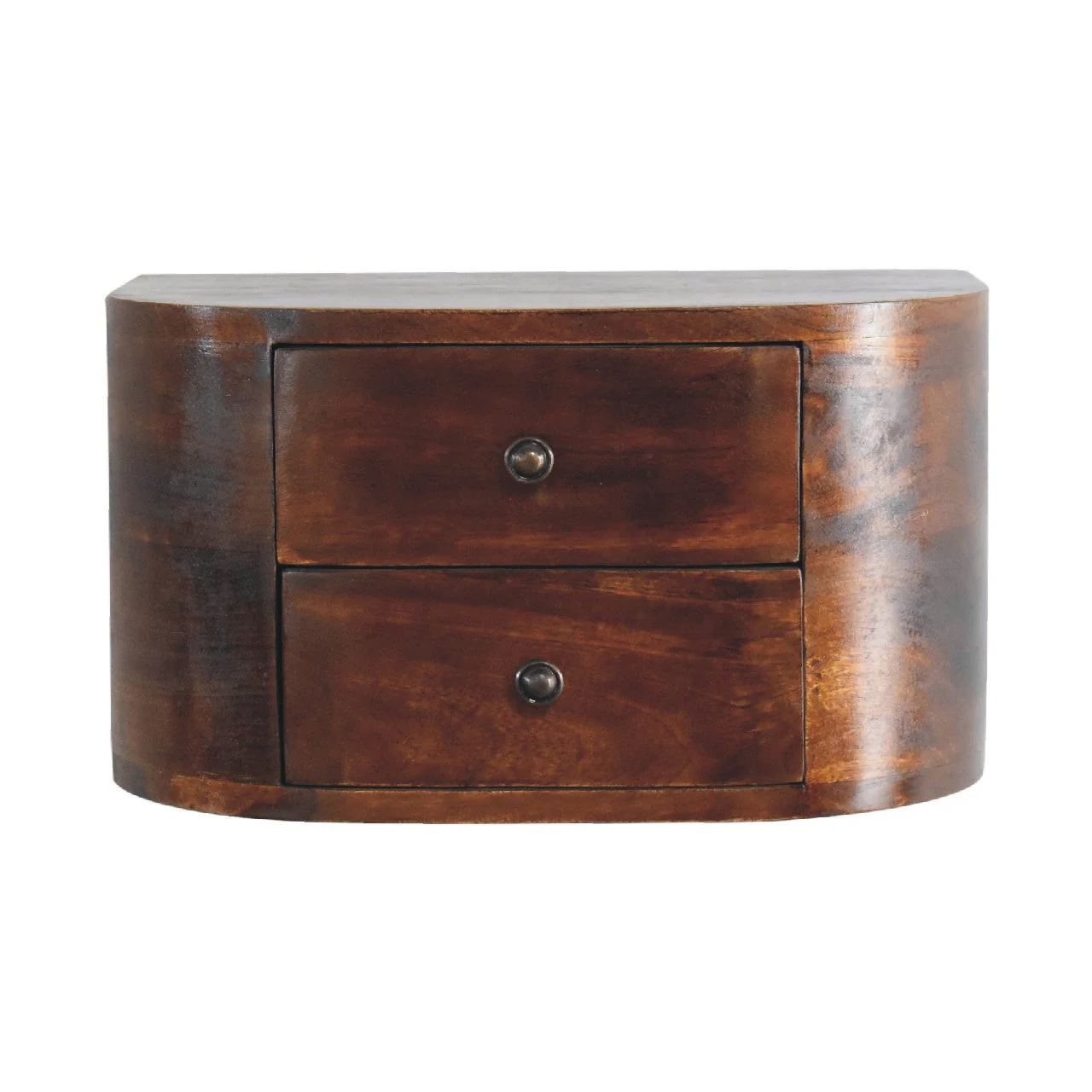 Lunar Floating Bedside, 2 Drawers, Solid Wood Dark Brown - Image 2