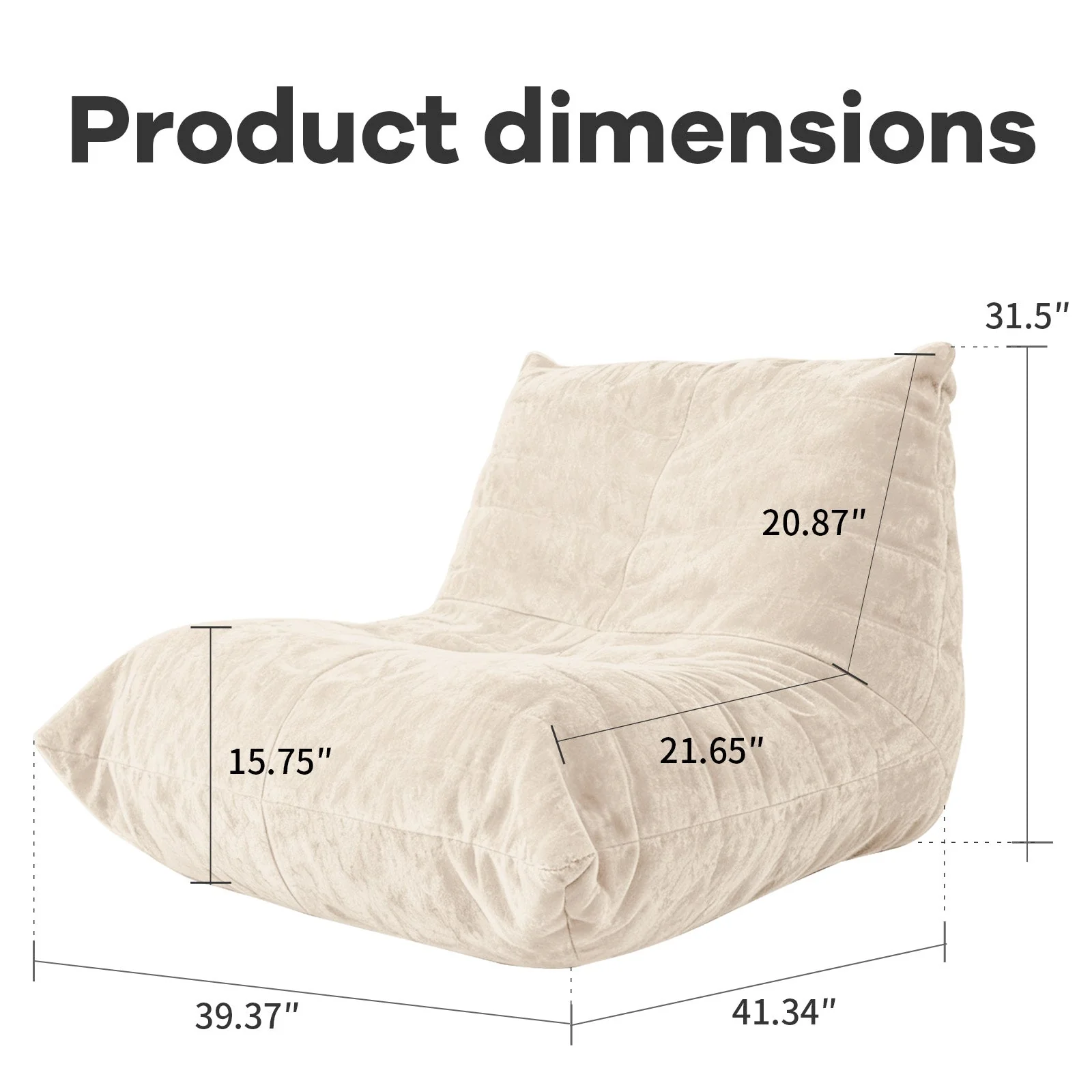 Luxury Bean Bag Lazy Sofa Neck Lumbar Hip Support, Easy Clean Chenille - Image 6