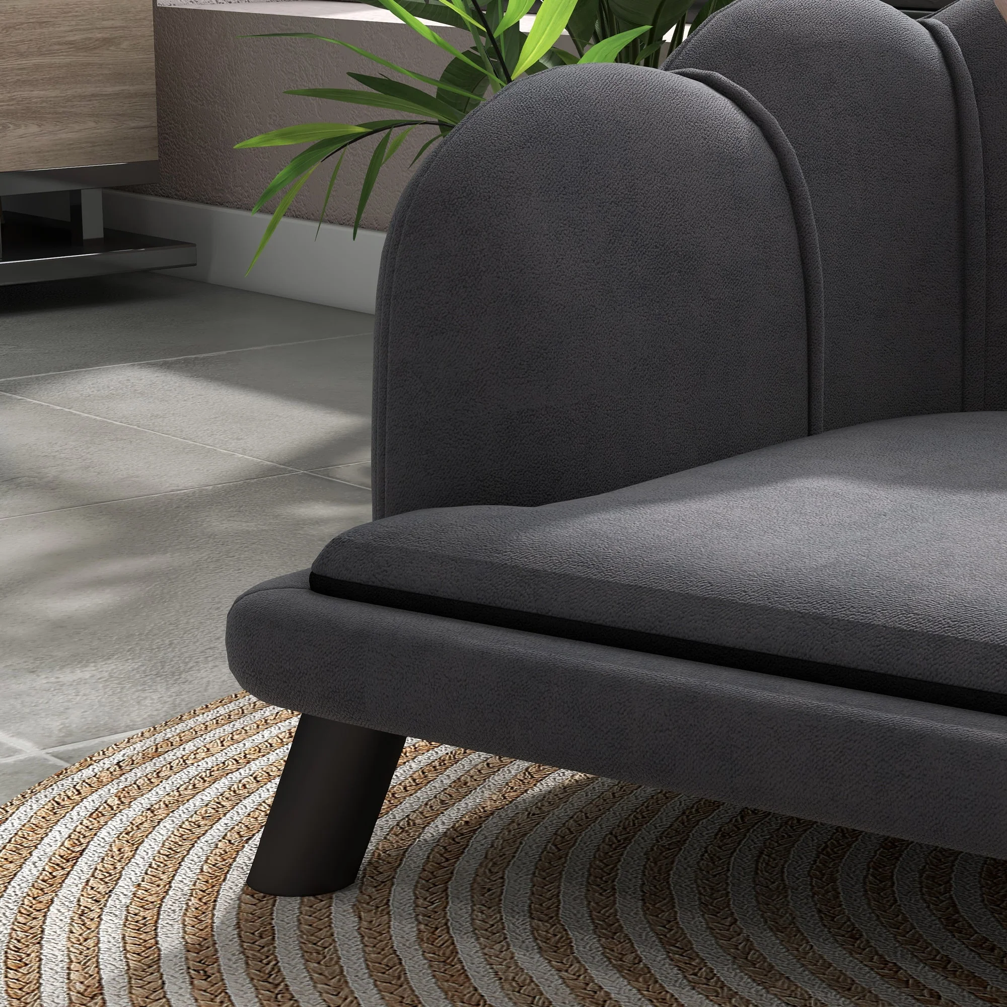 Luxury Dog Sofa, Backrest, Wooden Legs, Dark Grey - Image 7