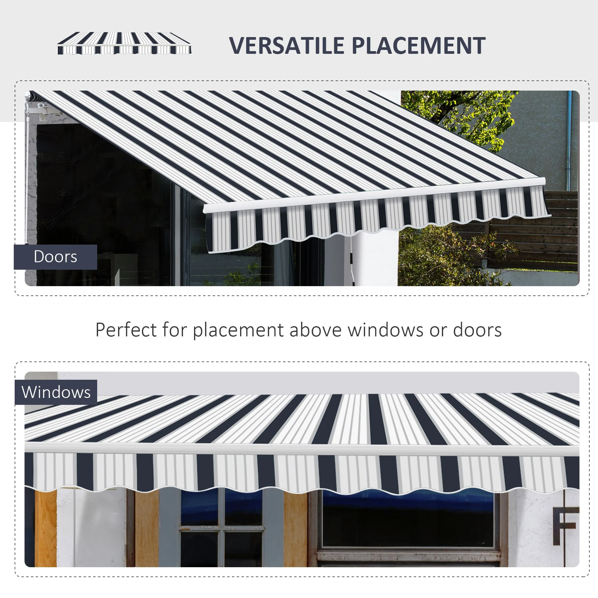 Manual Retractable Awning 4x3 m Blue/White - Image 6