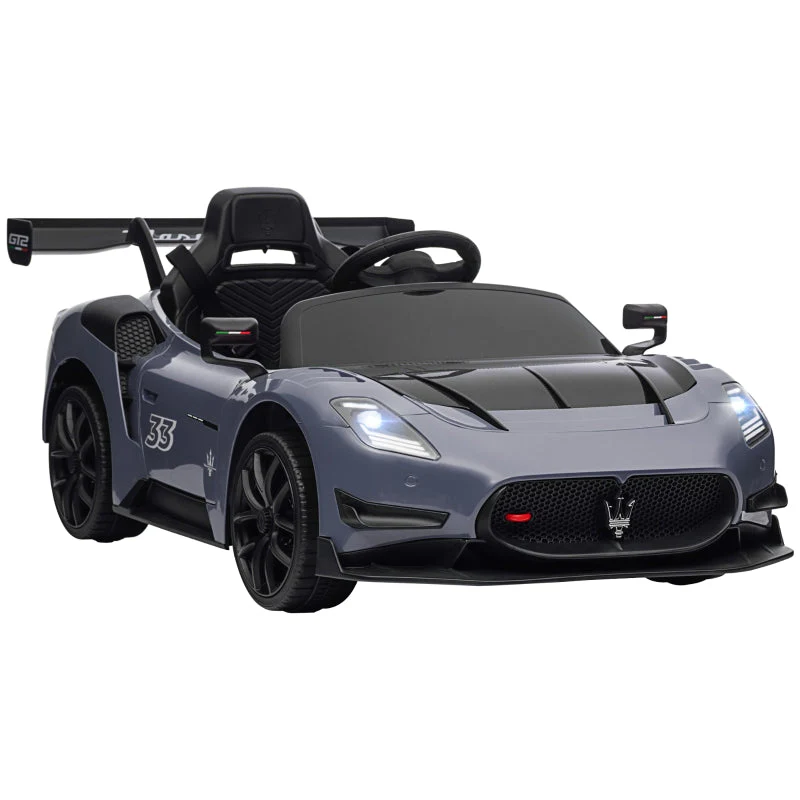 Maserati GT2 Licensed 12V Electric Ride On Car with Suspension Wheels, Remote Control, Music, Horn, Lights, Grey - Image 2