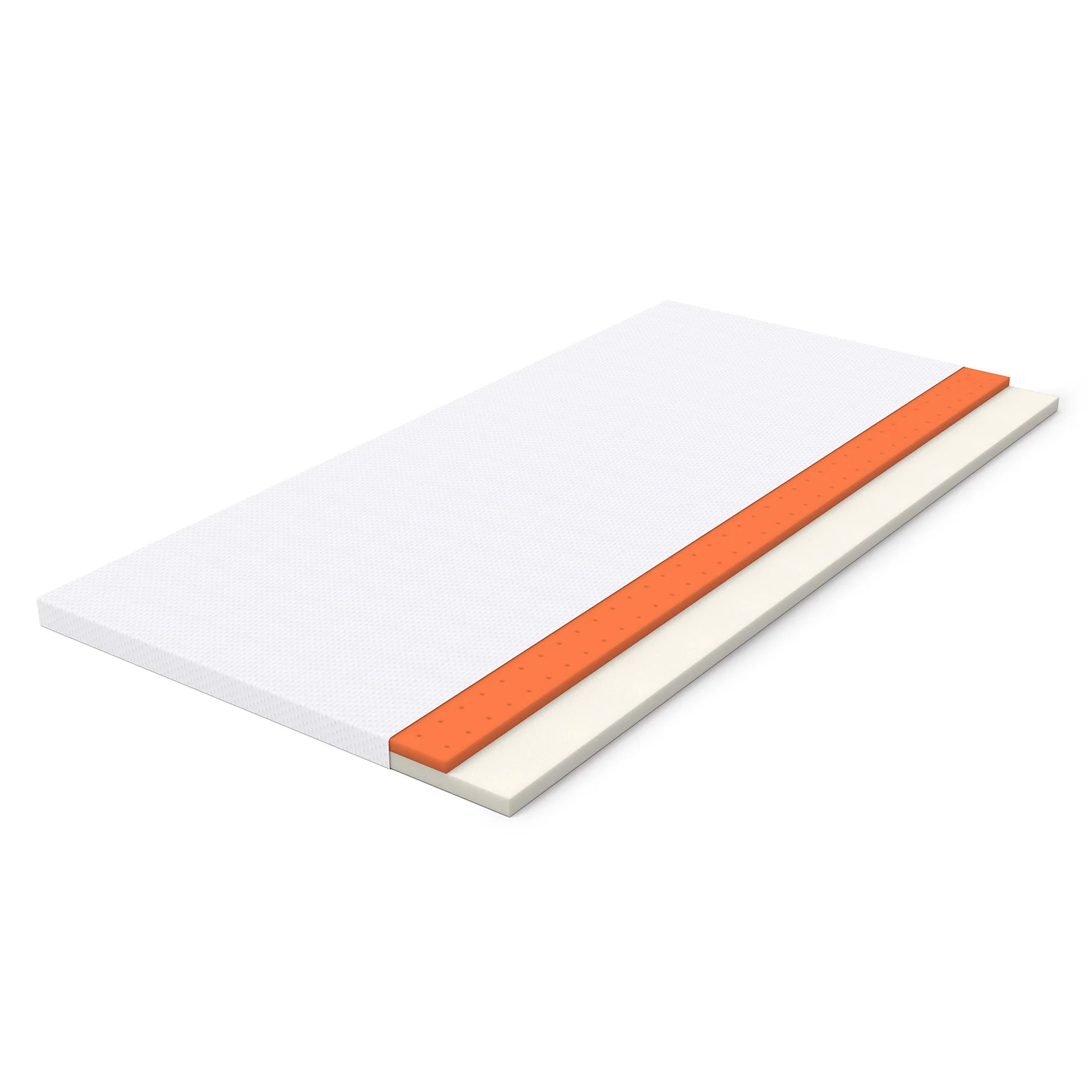 Mattress H3, Medium Strength Oeko TEX Certified Washable, 160x200cm White/Orange Foam - Image 2