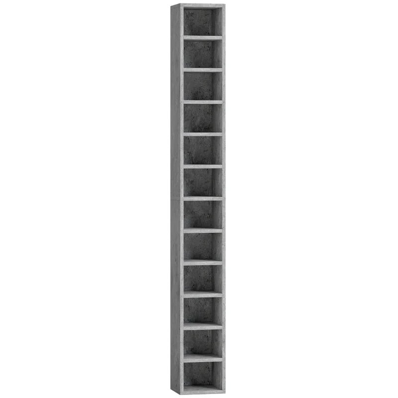 Media Storage Tower 204 CD Tall Narrow Cement Grey - Image 2