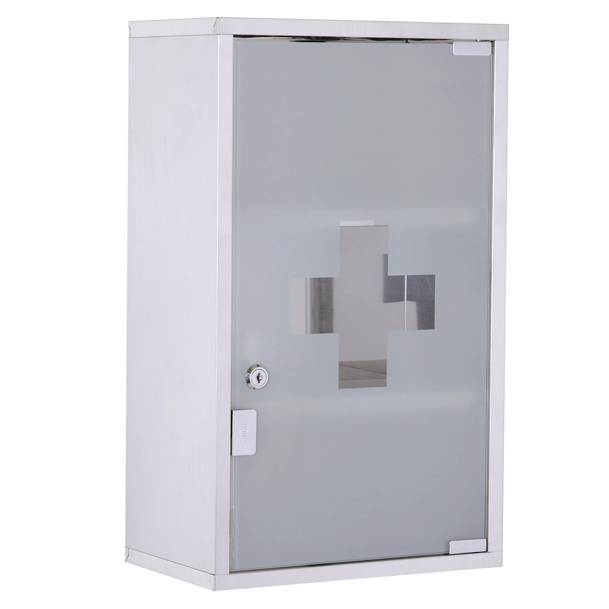 Medicine Cabinet First Aid, Lock, Stainless Steel - Image 2