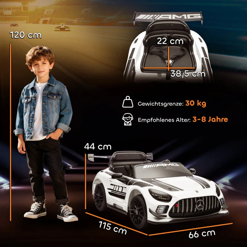 Mercedes Electric Ride-On Car for Children with 12V Battery and LED Lights, White - Image 3