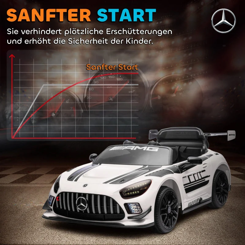 Mercedes Electric Ride-On Car for Children with 12V Battery and LED Lights, White - Image 7