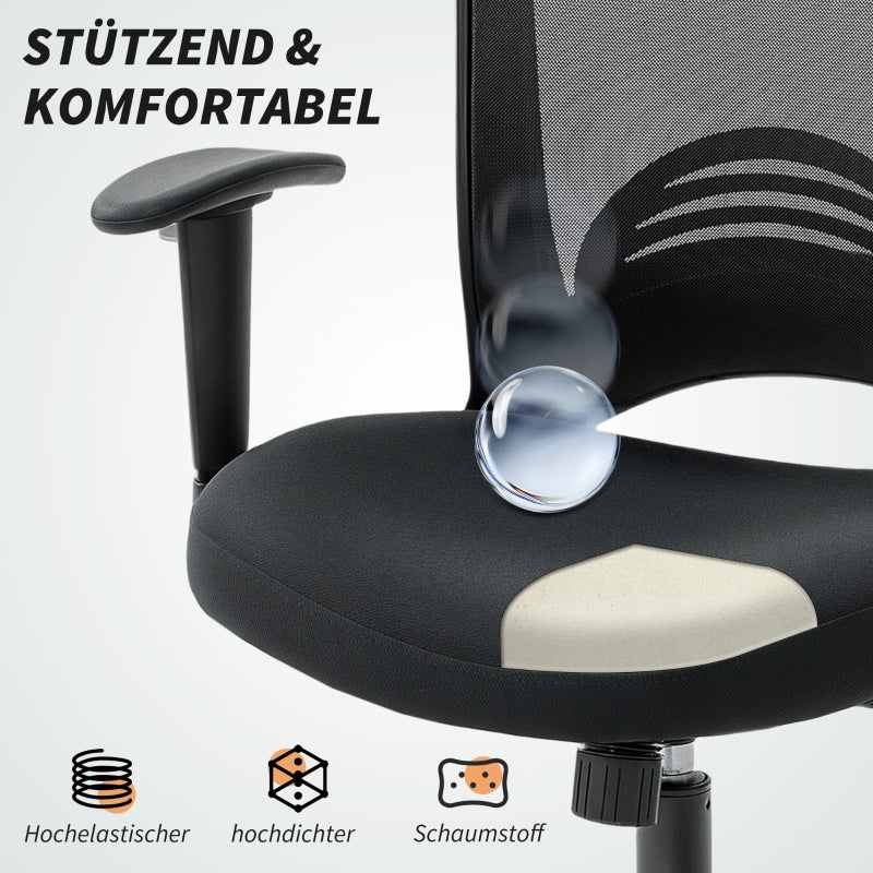 Mesh Office Chair Adjustable Mesh Back Tilt Casters - Black - Image 4