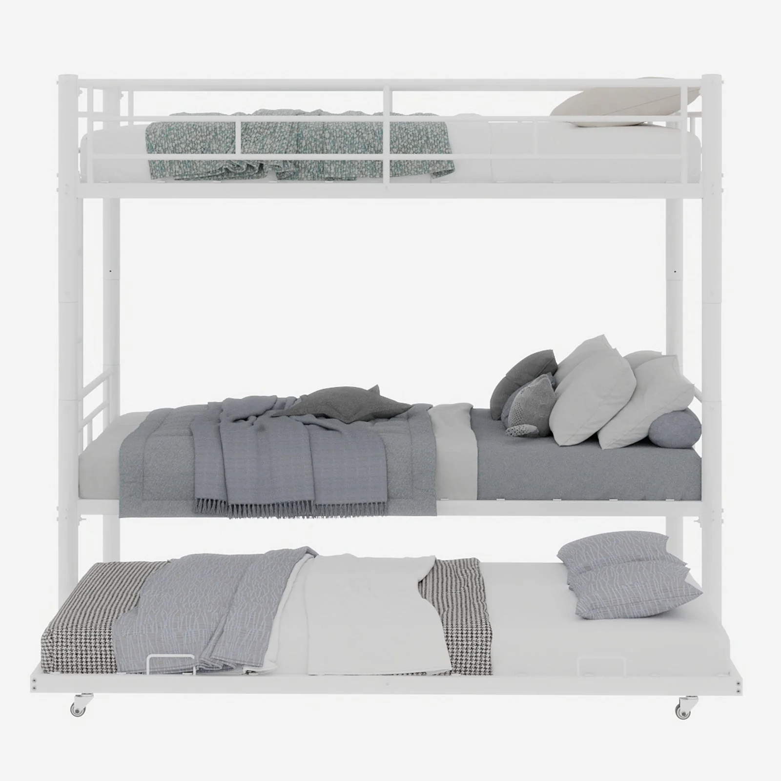 Meta Twin over Twin Bunk Bed, Heavy-Duty Stable Low Noise Safety Railing, Metal - Image 10