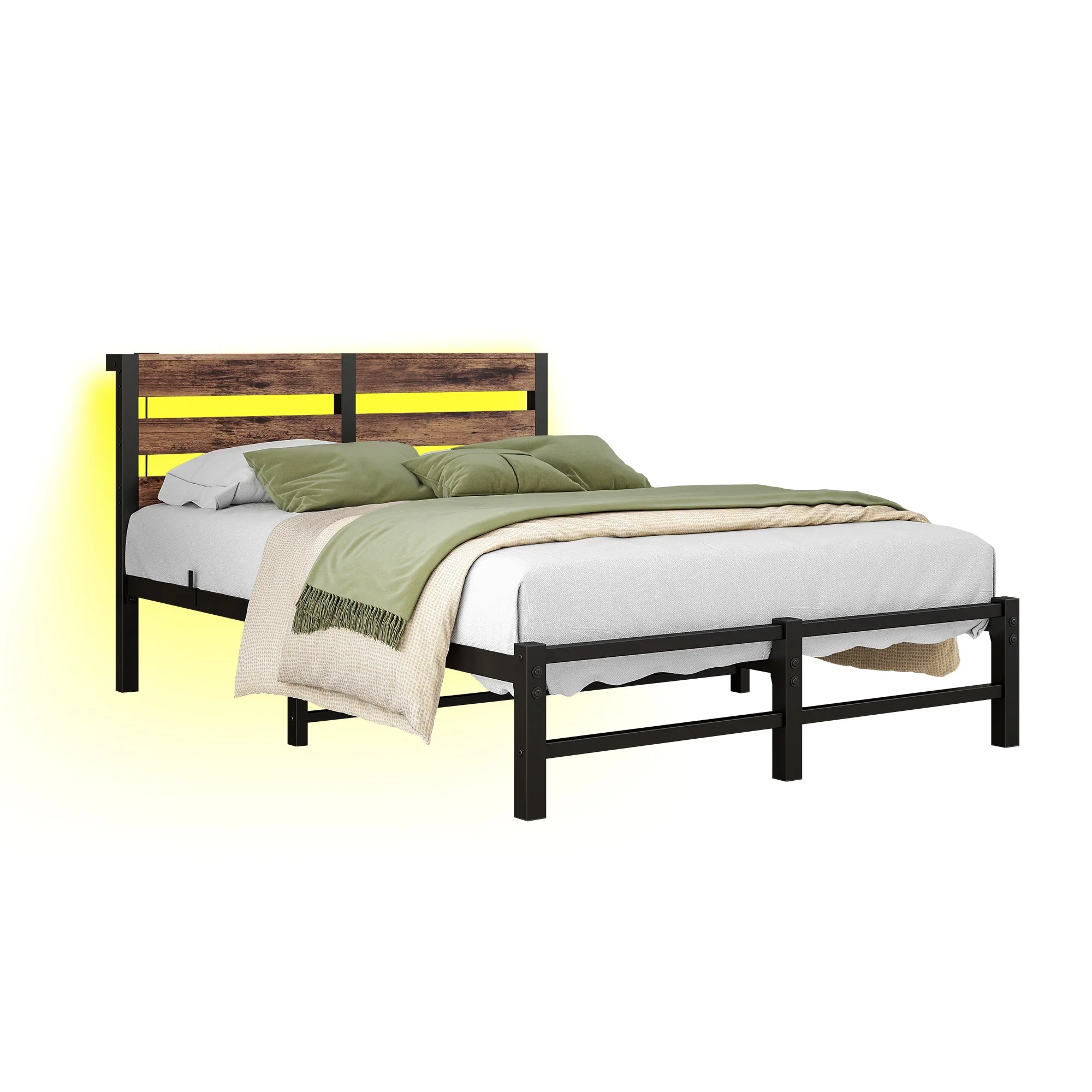 Metal Bed 120x200cm LED USB Storage - Metal - Image 9