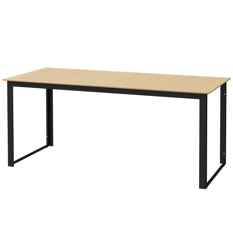 Metal Garden Table, Weatherproof Slatted Design for 6 People, Black - Image 2