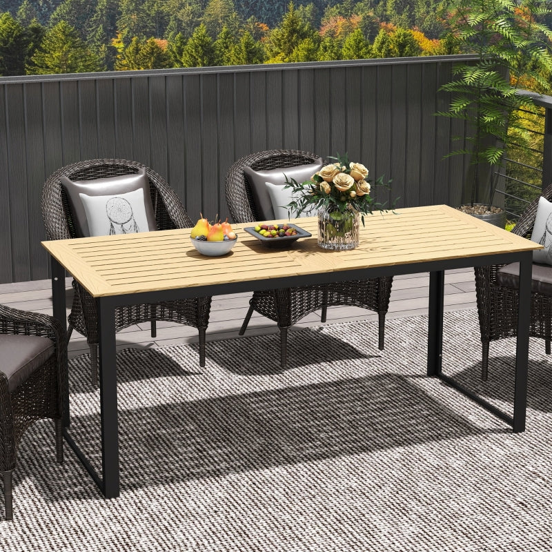 Metal Garden Table, Weatherproof Slatted Design for 6 People, Black - Image 7