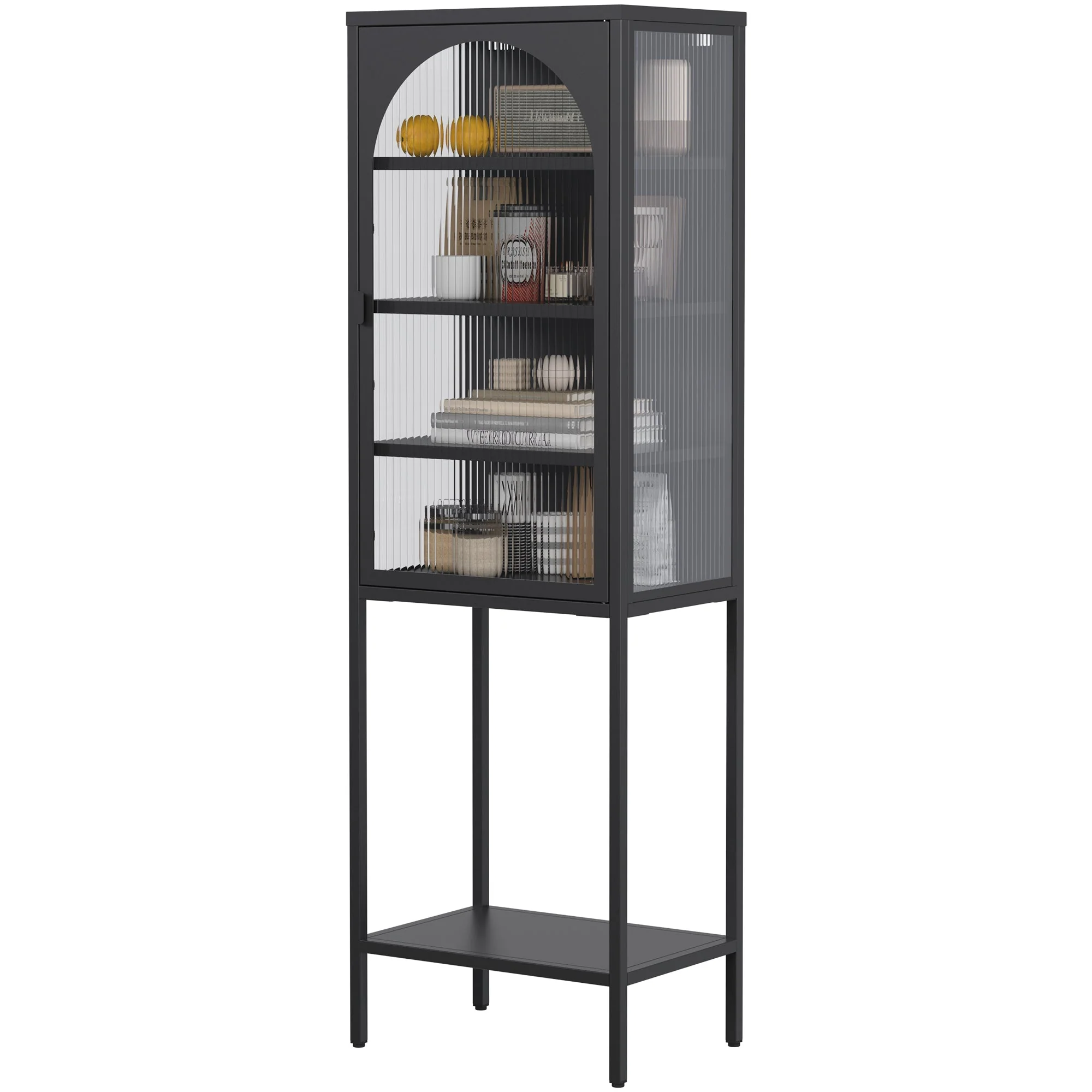 Metal & Glass Display Cabinet 5-Tier 3 Adjustable Shelves 160x50x35cm - Iron - Image 10