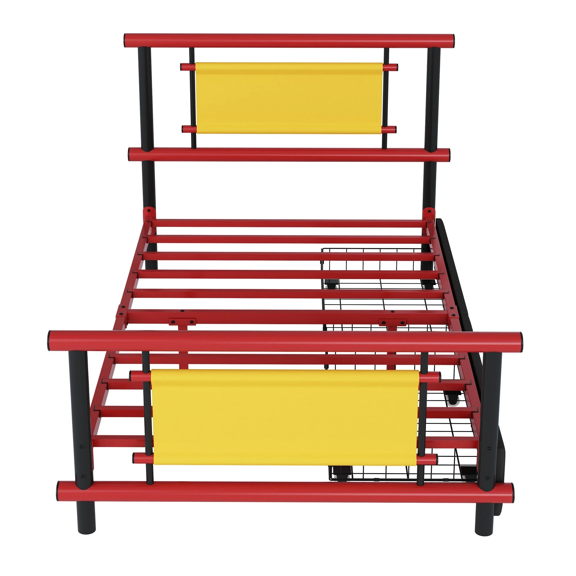 Metal Platform Bed with Drawers and Sturdy Steel Construction, 90x200cm, Red Metal - Image 4