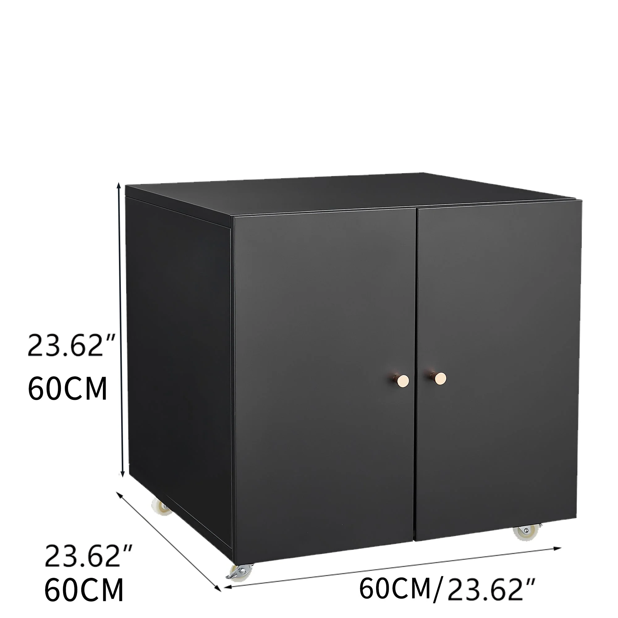 Metal Printer Stand Storage Door Adjustable Shelf File Cabinet Wheels - Black - Image 2