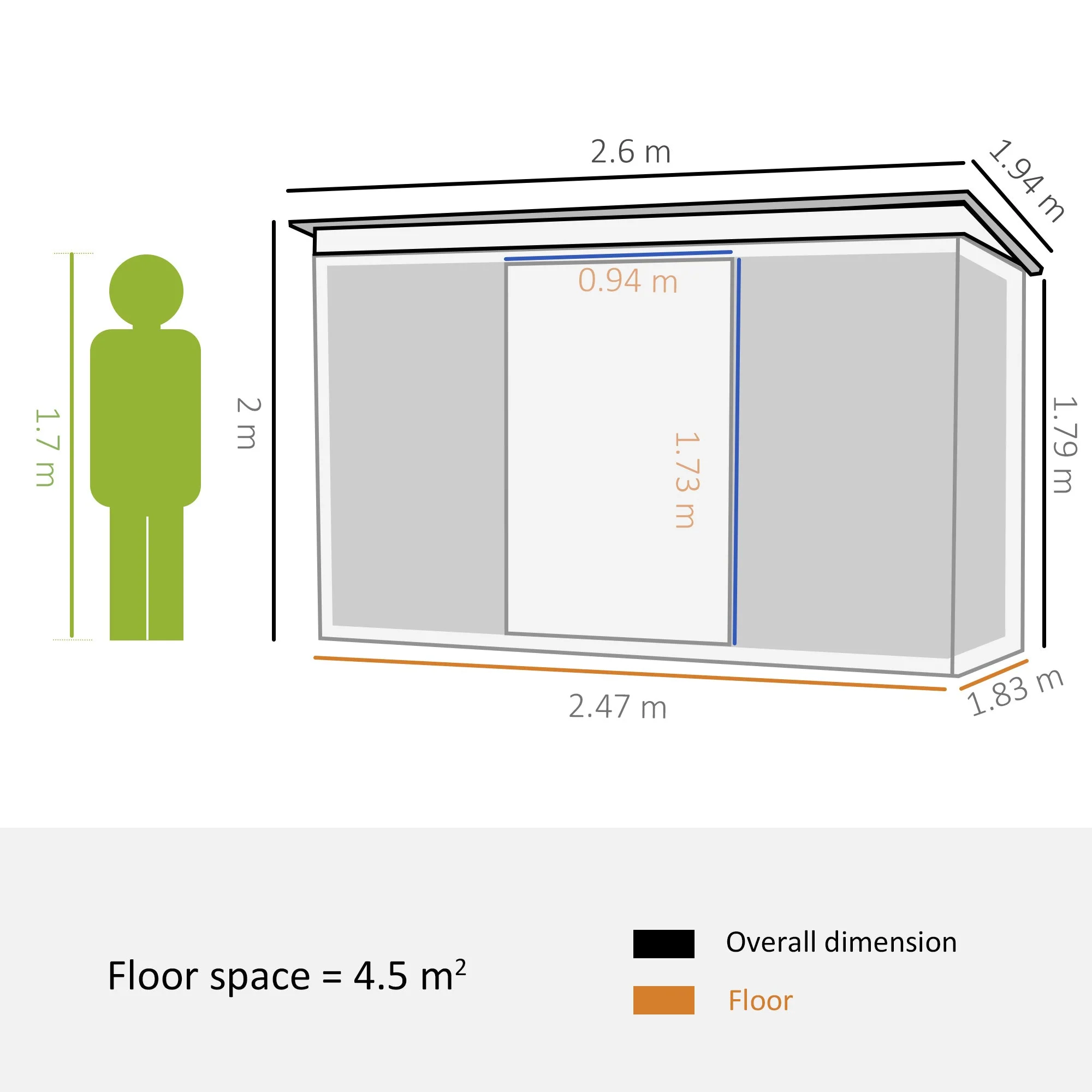 Metal Shed 8.5 x 6ft, Lightsky Panels Garden Storage Tool House Double Doors, Green - Image 3