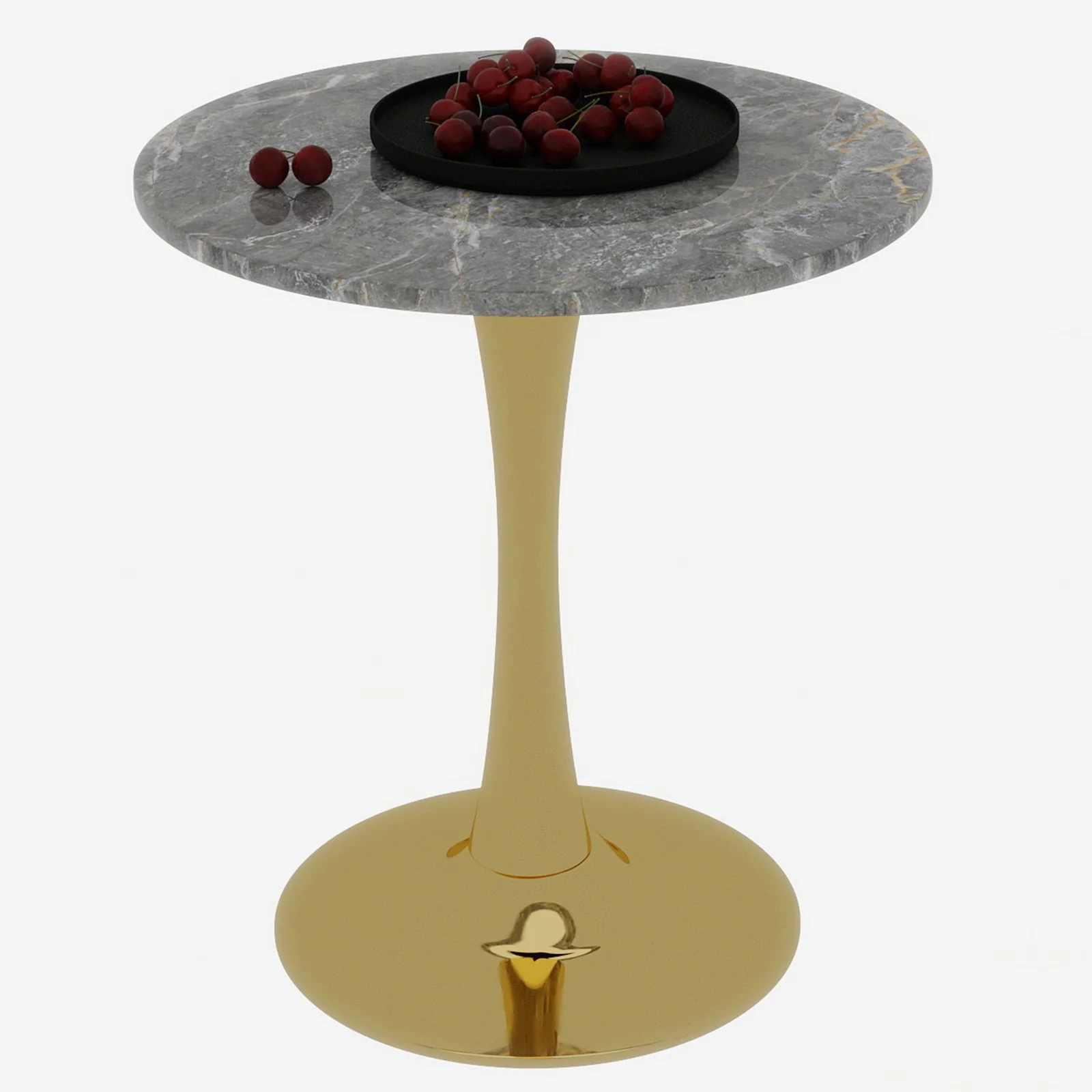 Mid-Century Modern Coffee Table Round Marble Top 27.6-inch - Gold/Gray - Image 8