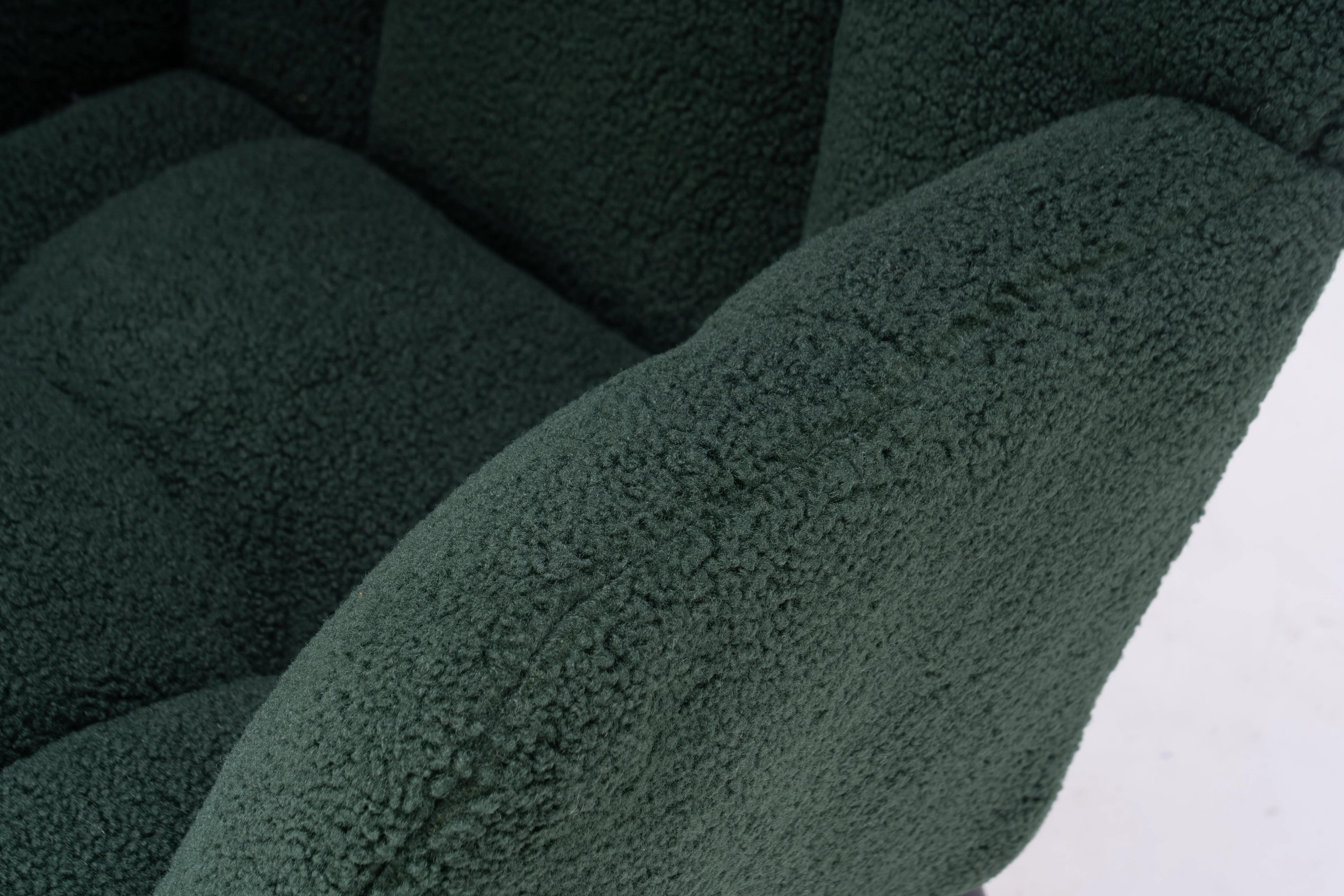 Mid Century Modern Rocking Chair, Teddy Fabric Tufted Upholstered, Dark Green - Image 4