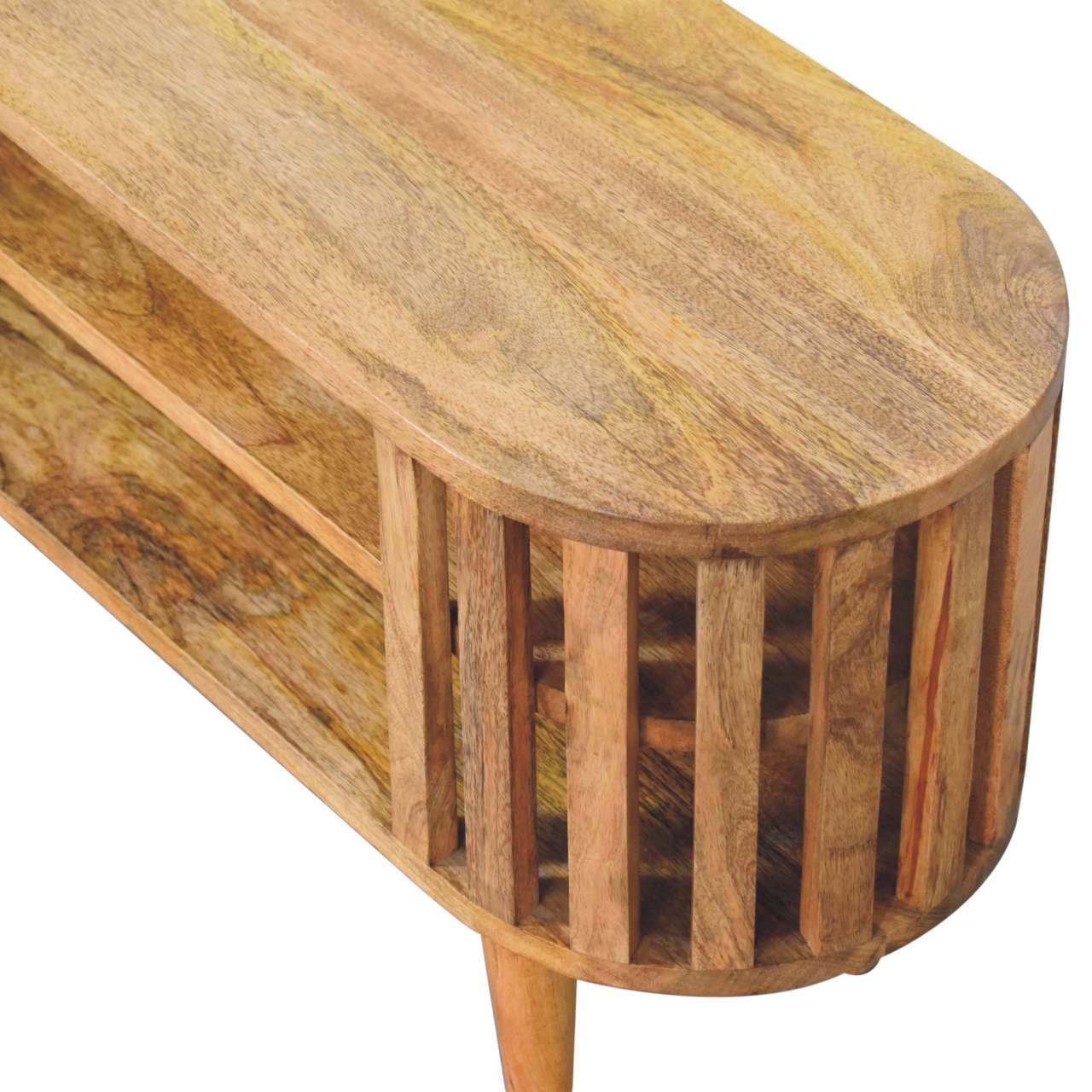 Mini Ariella Media Unit, Solid Mango Wood, Oak-ish Finish - Image 5