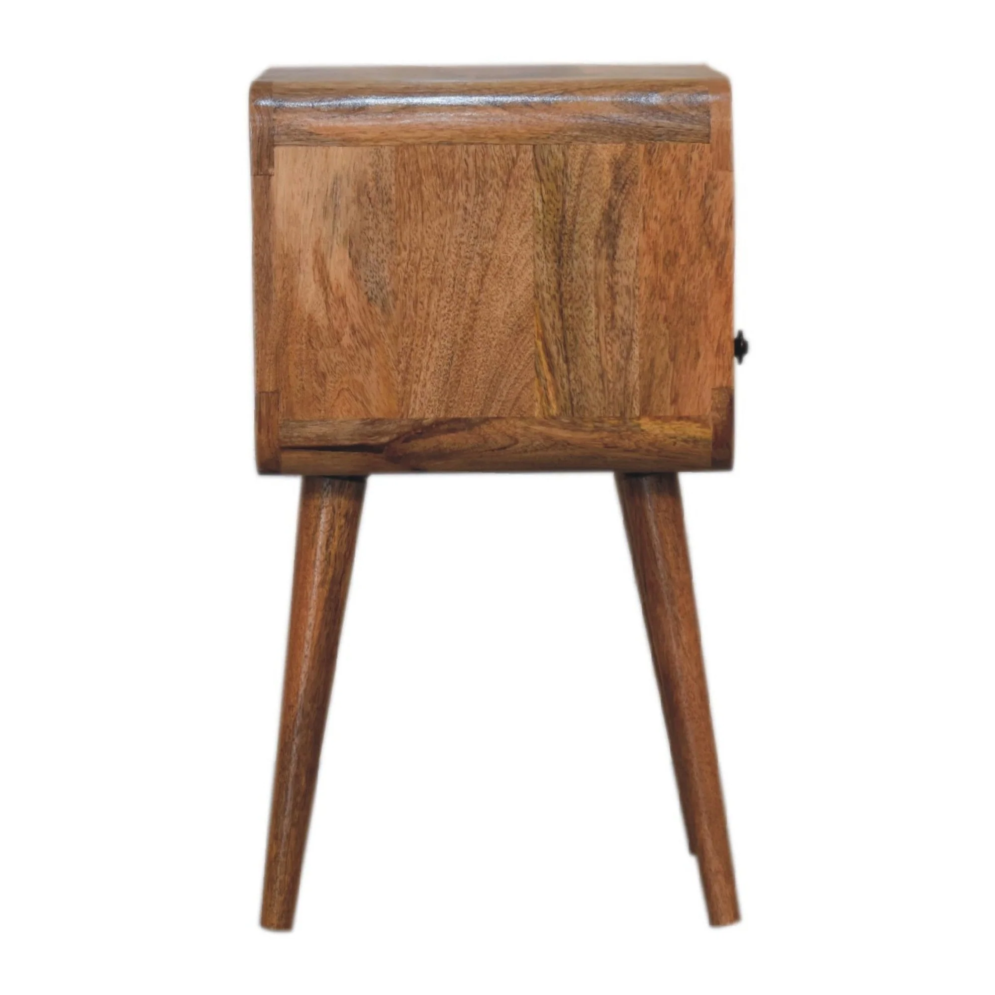 Mini Curve Bedside, 1 Drawer Open Slot, Solid Oak-ish Wood - Image 5