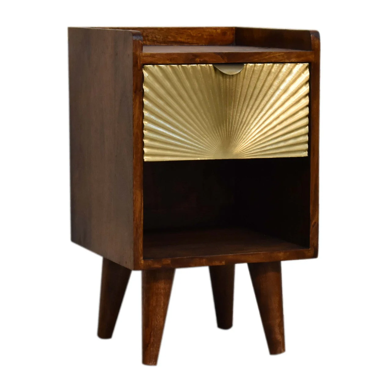 Mini Manila Gold Bedside 1 Drawer, 1 Shelf, Solid Wood Brown - Image 7