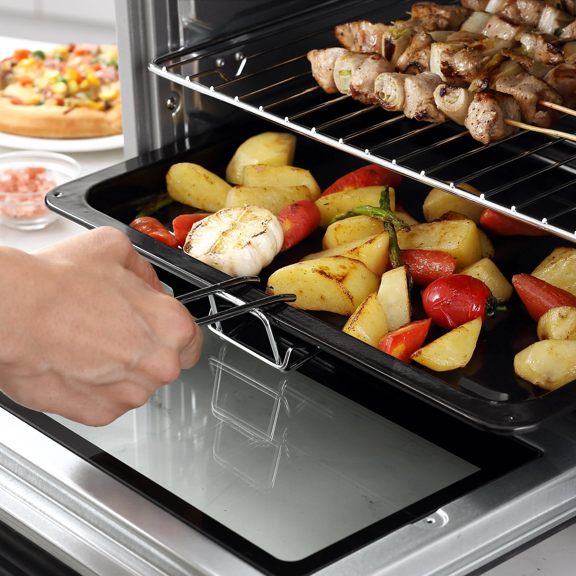 Mini Oven 32L 1600W Electric with Slag Tray, Stainless Steel & Glass, Silver - Image 8