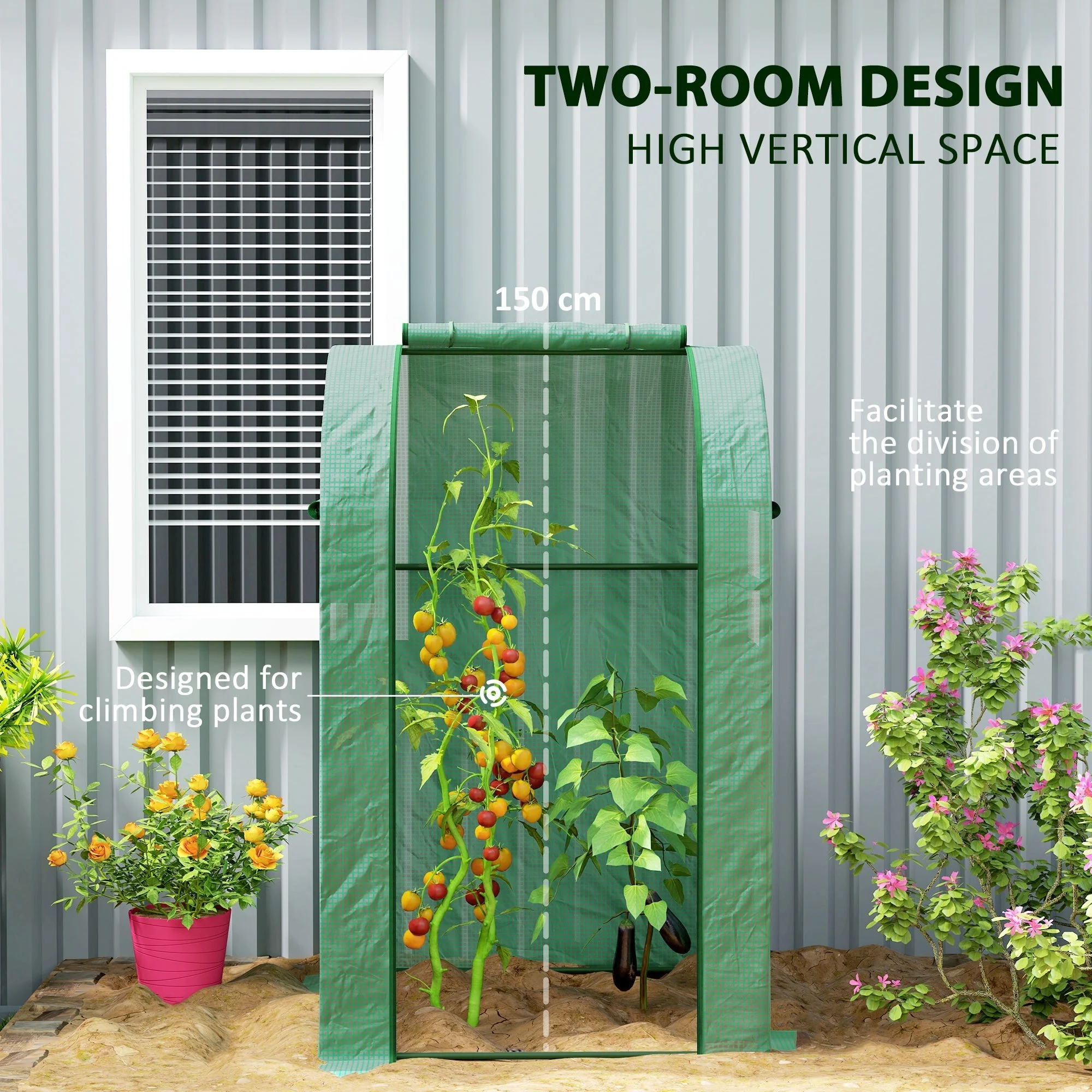 Mini Portable Greenhouse 94 x 94cm - Green - Image 4