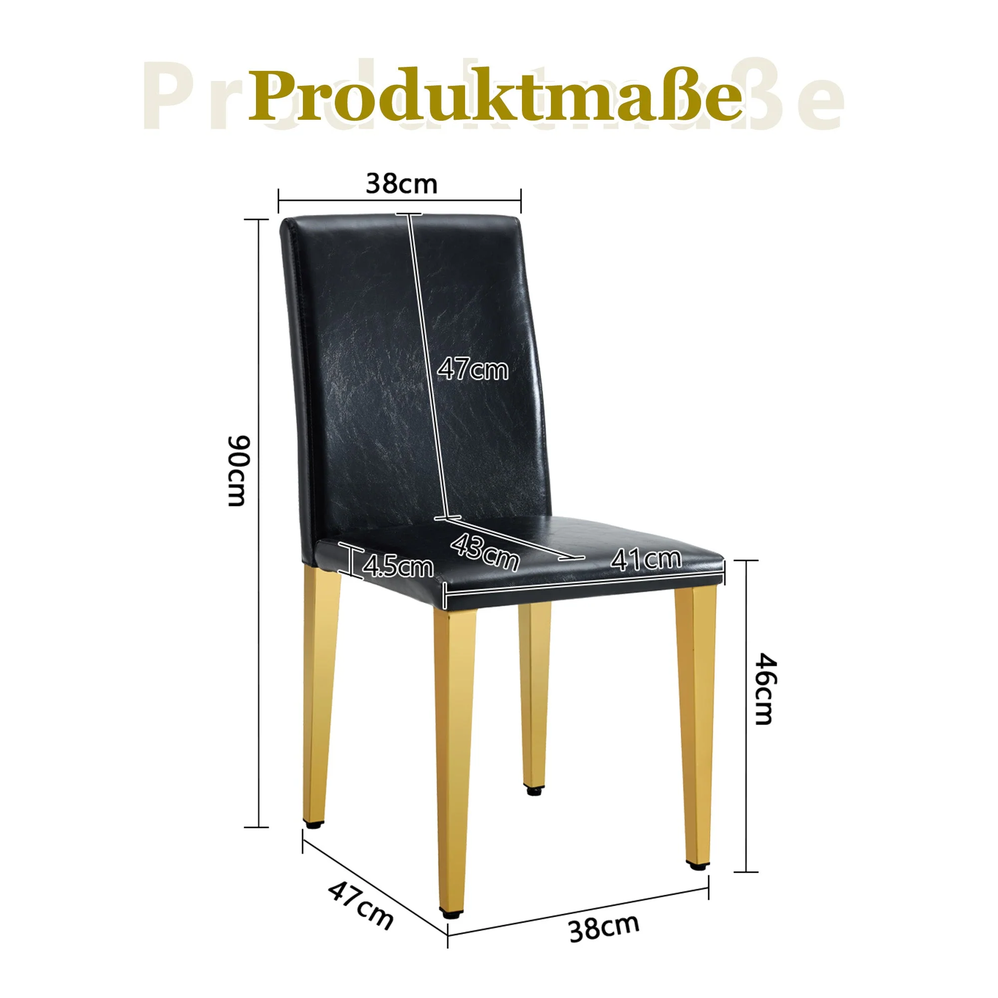 Minimalist Dining Chairs Set of 4, European Lightweight Luxury Style, Black and Gold - Image 4