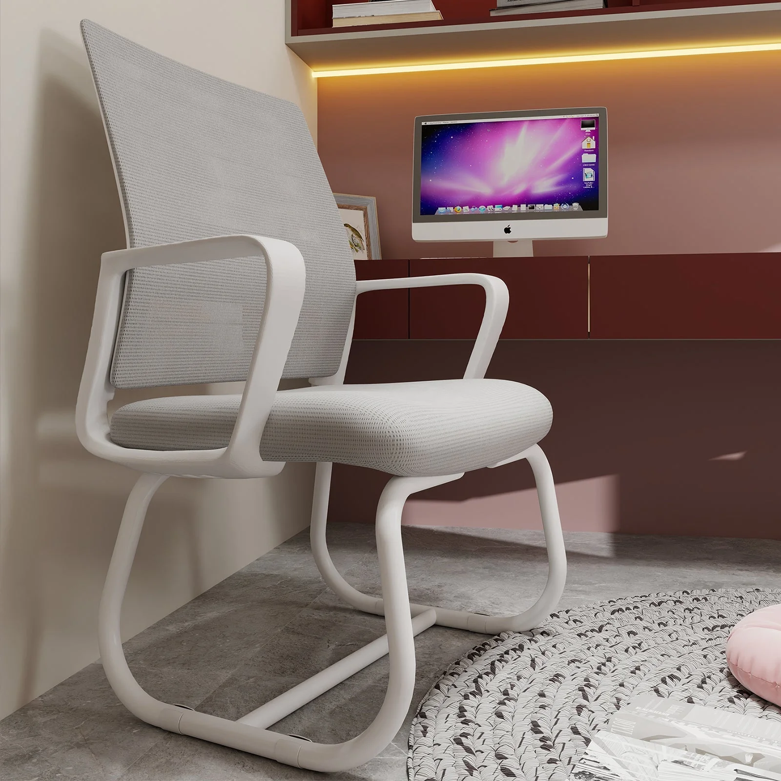 Minimalist Modern Office Chair, Soft & Comfortable, Metal Frame - Image 5