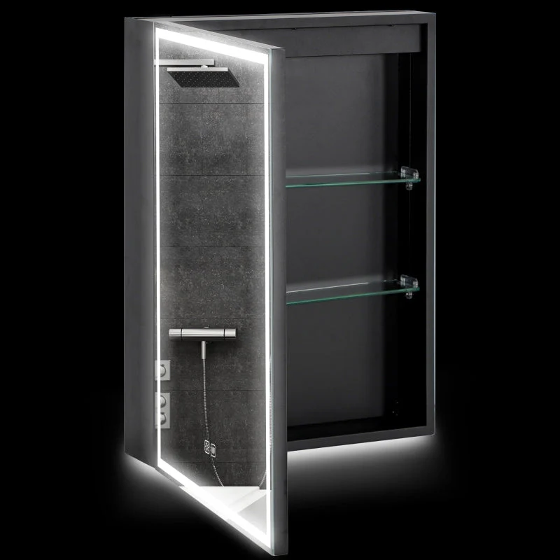 Mirror Cabinet with LED, Dimmable, Anti-Fog, Black