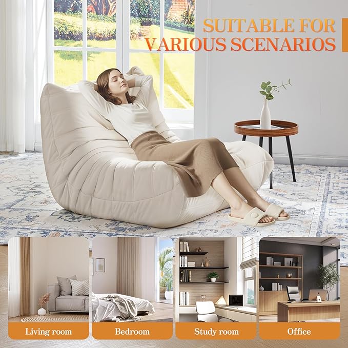 MMC-MIBAI Bean Bag Chair Ergonomic 5-Point Support Suede - Image 4