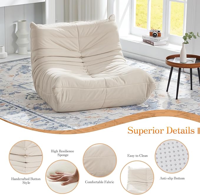 MMC-MIBAI Bean Bag Chair Ergonomic 5-Point Support Suede - Image 5