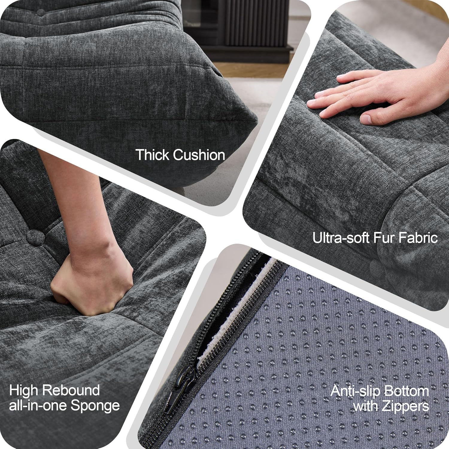 MMC-SHENHUI Bean Bag Chair Ergonomic 5-Point Support Suede - Image 3