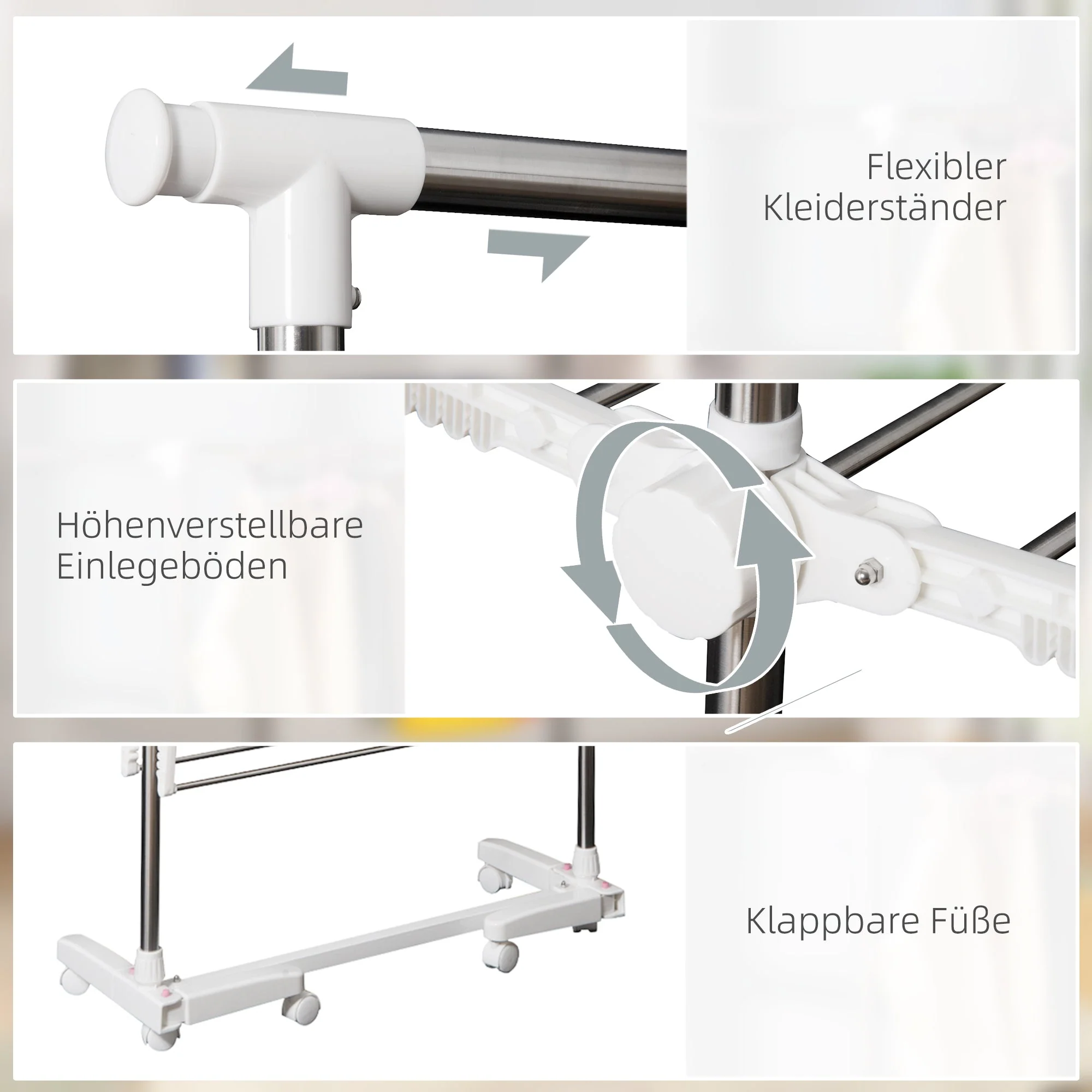 Mobile Clothes Airer, Foldable Tower Dryer 2 Levels, Silver - Image 4